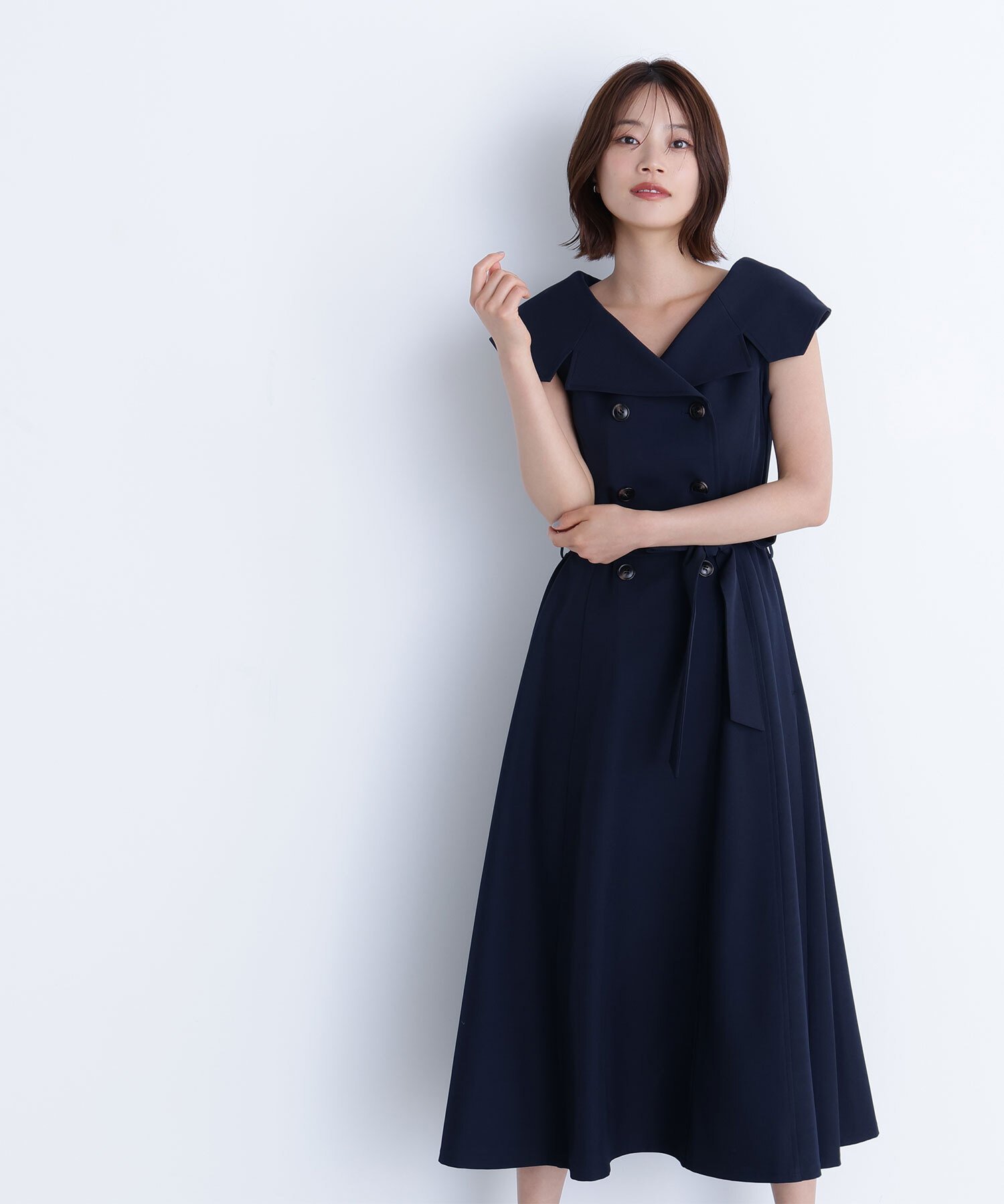 【SALE／30%OFF】NATURAL BEAUTY BASIC トレンチディテールワンピース ナチュラルビューティベーシック ワンピース・ドレス ワンピース ネイビー イエロー ベージュ【送料無料】のサムネイル