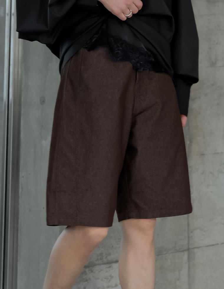Re:EDIT コットン混デニムハーフパンツ リエディ パンツ その他のパンツ ブルー ピンク ブラウン
