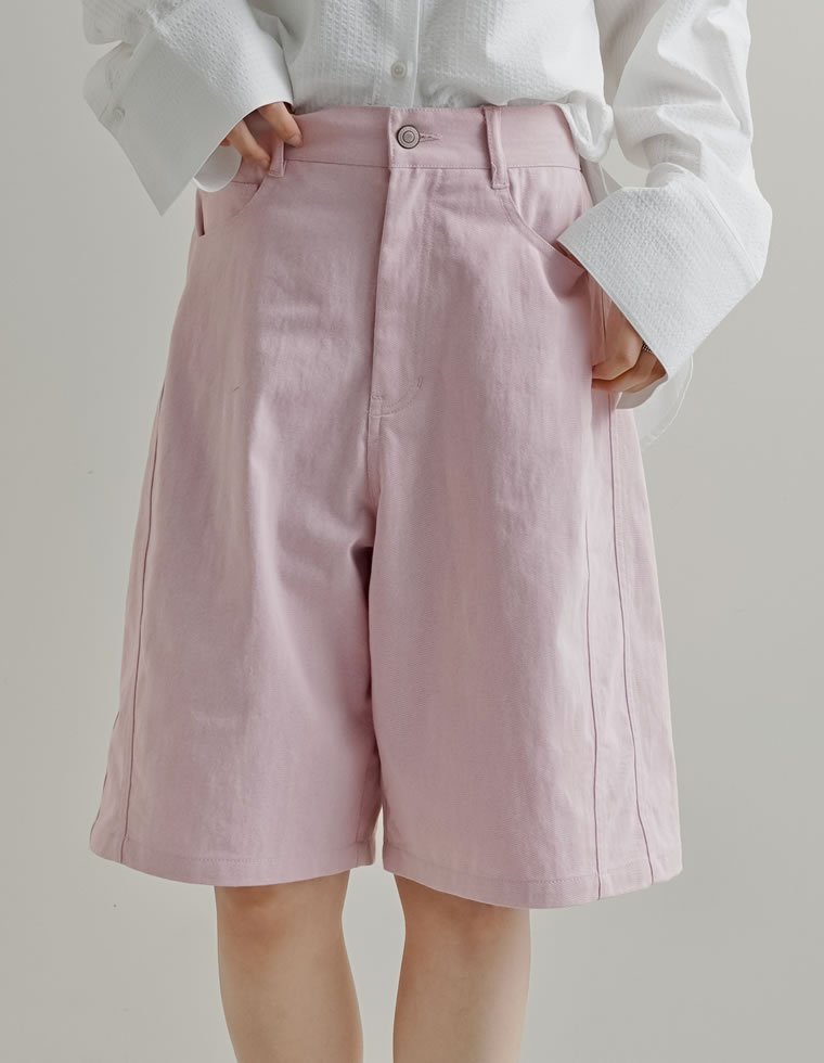 Re:EDIT コットン混デニムハーフパンツ リエディ パンツ その他のパンツ ブルー ピンク ブラウン