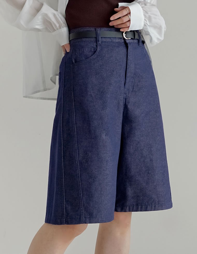 Re:EDIT コットン混デニムハーフパンツ リエディ パンツ その他のパンツ ブルー ピンク ブラウン