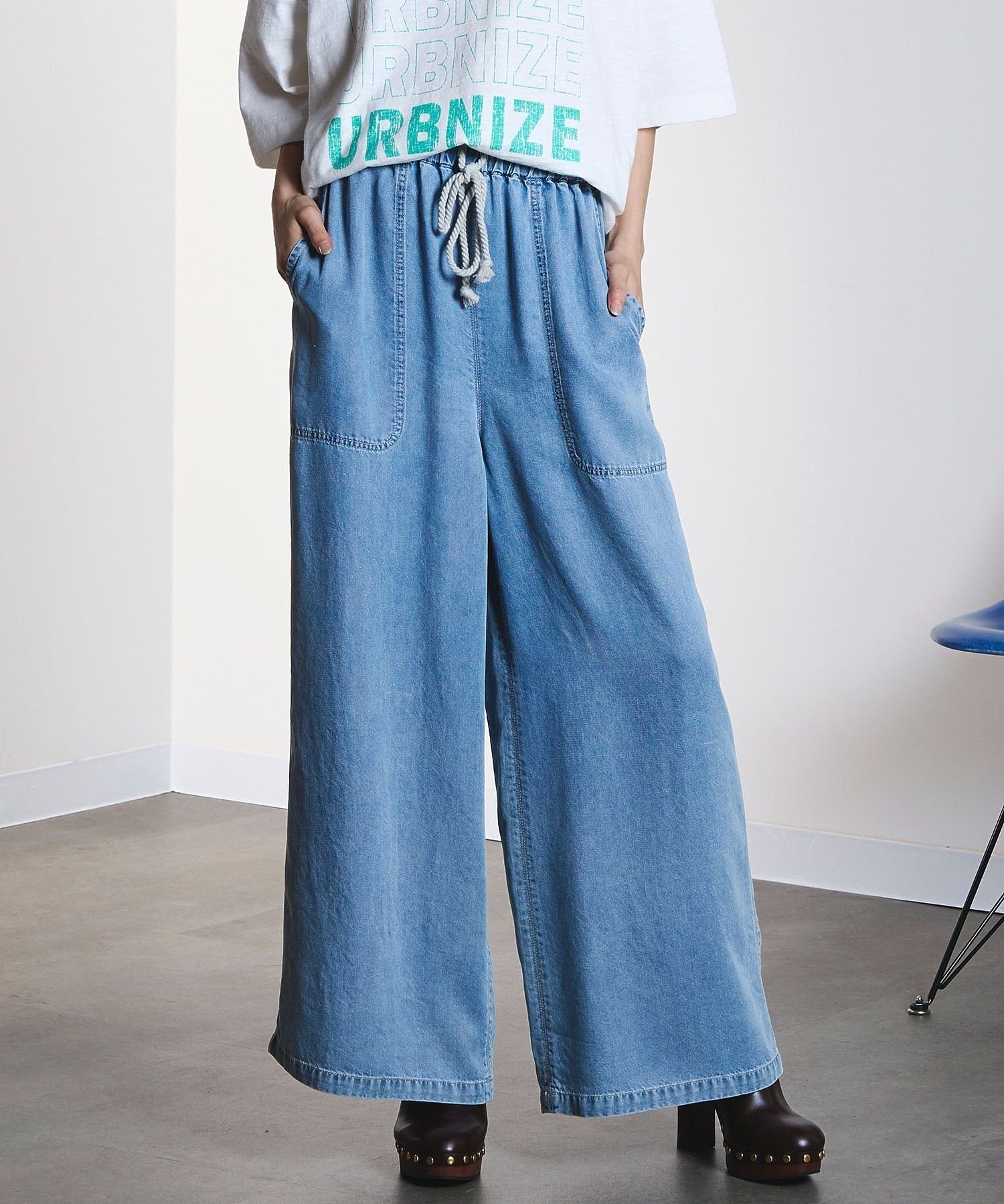 ROSE BUD LIGHT OZ DRAWSTRING DENIM PANTS ローズバッド パンツ ジーンズ・デニムパンツ ネイビー