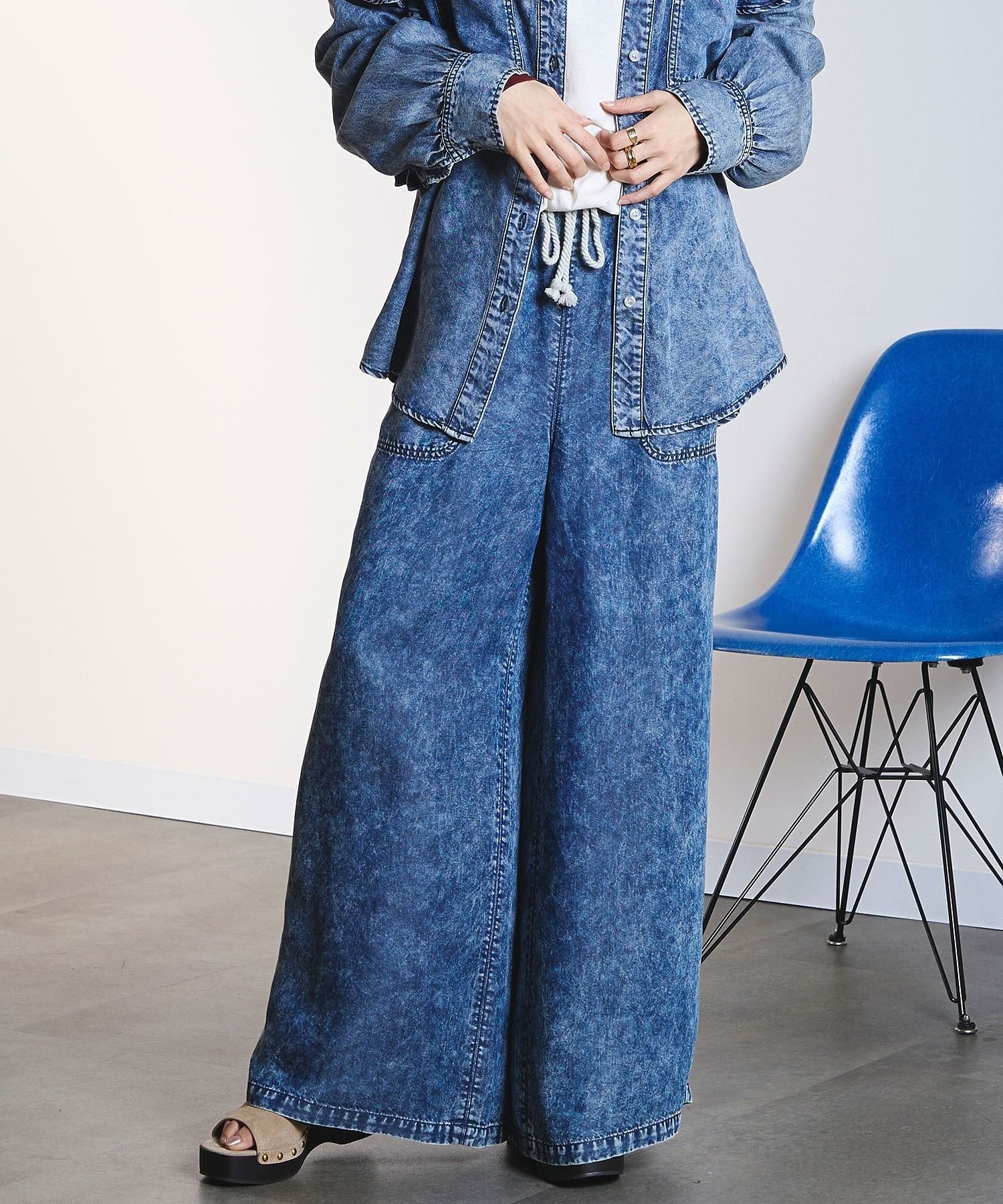 ROSE BUD LIGHT OZ DRAWSTRING DENIM PANTS ローズバッド パンツ ジーンズ・デニムパンツ ネイビー