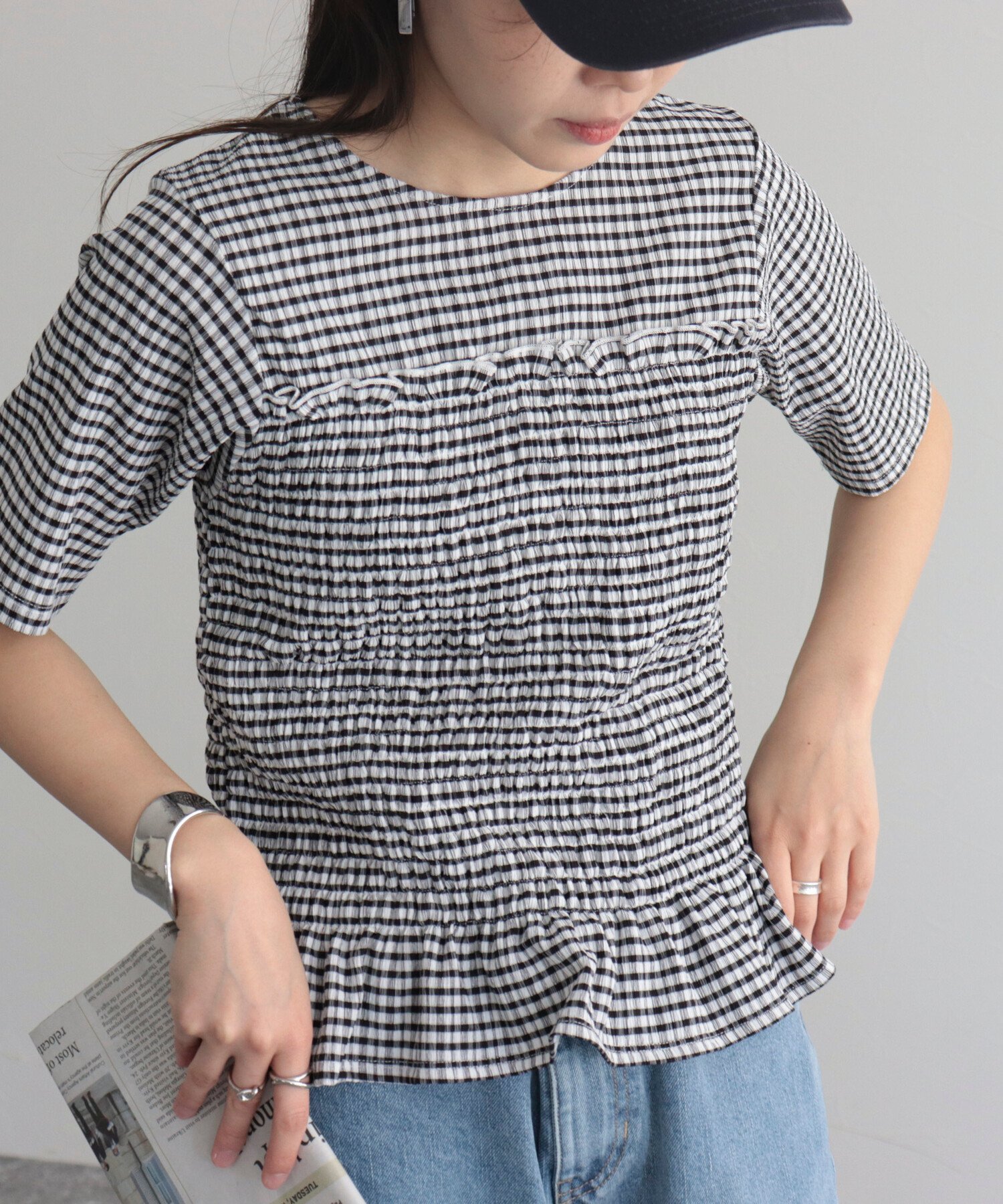 fredy emue 【fredyemueフレディエミュ】シャーリングカットソーブラウス フレディ アンド グロスター トップス カットソー・Tシャツ ホワイト イエロー ブラック【送料無料】のサムネイル