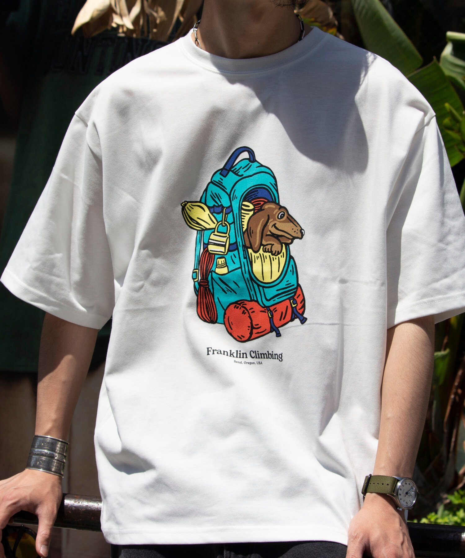 GLOSTER 【Franklin Climbing】バックパック&ドッググラフィックテックTシャツ フレディ アンド グロスター トップス カットソー・Tシャツ ホワイト パープル グレー【送料無料】のサムネイル