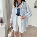【SALE/30%OFF】miniministore ストライプ ブラウス シアーシャツ 夏服 ミニミニストア トップス カーディガン ブルー ピンク ホワイト