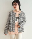 【SALE/60%OFF】FREAK'S STORE ツイーディー ニットジャケット 25SS フリークスストア トップス カーディガン ベージュ グレー