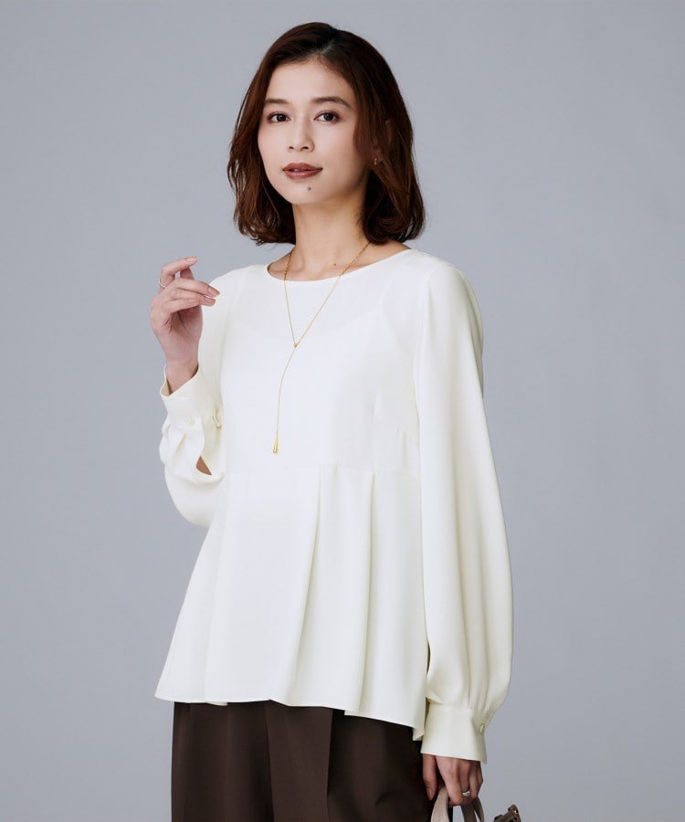 【SALE／15%OFF】UNTITLED 【重ね着/きれいめトップス/フォーマル】レイヤード ペプラムブラウス アンタイトル トップス シャツ・ブラウス ホワイト【送料無料】