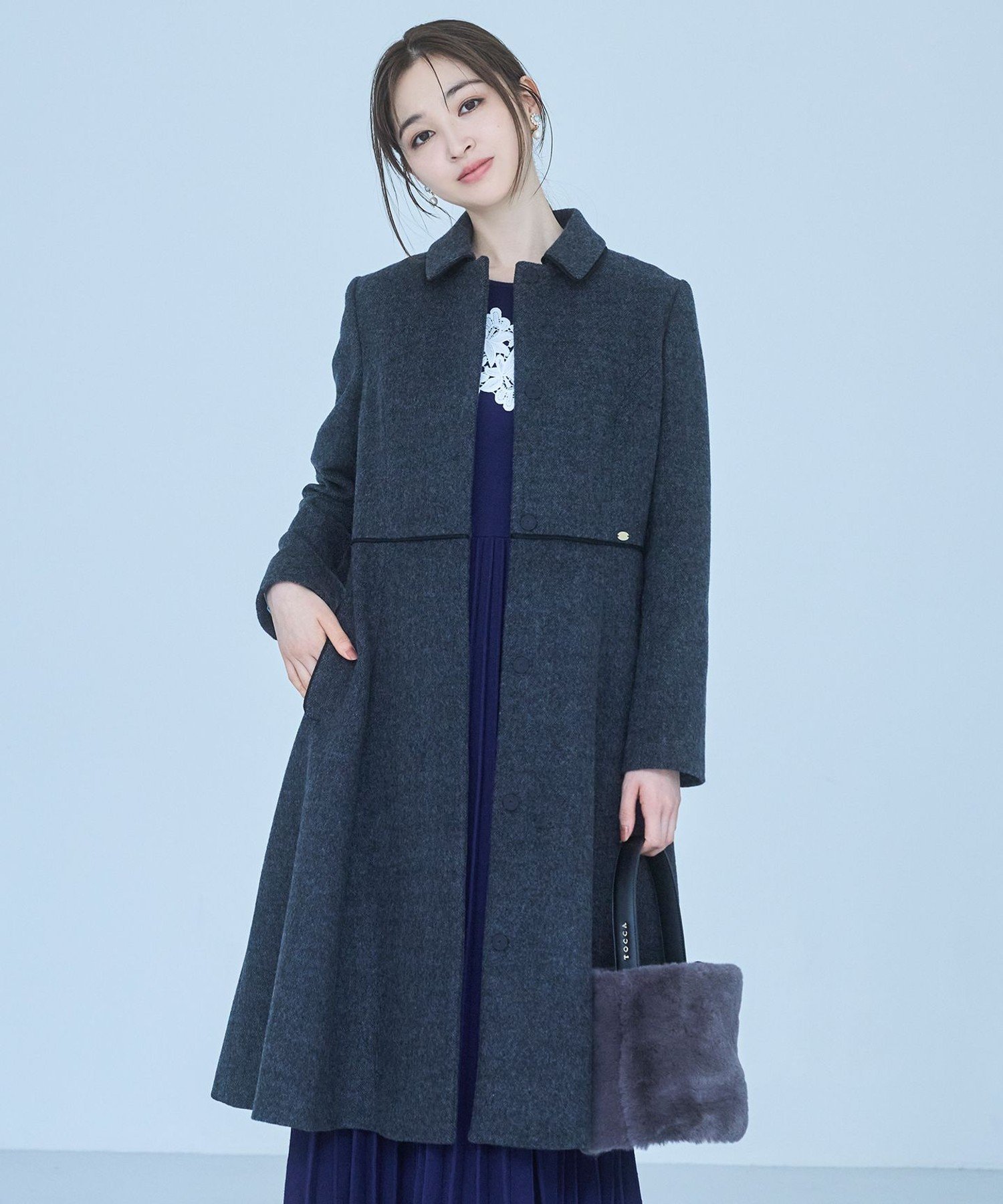 TOCCA 【消臭】BITTER CARAMEL CHOCOLATE ウールコート トッカ ジャケット・アウター テーラードジャケット・ブレザー グレー ブラック【送料無料】