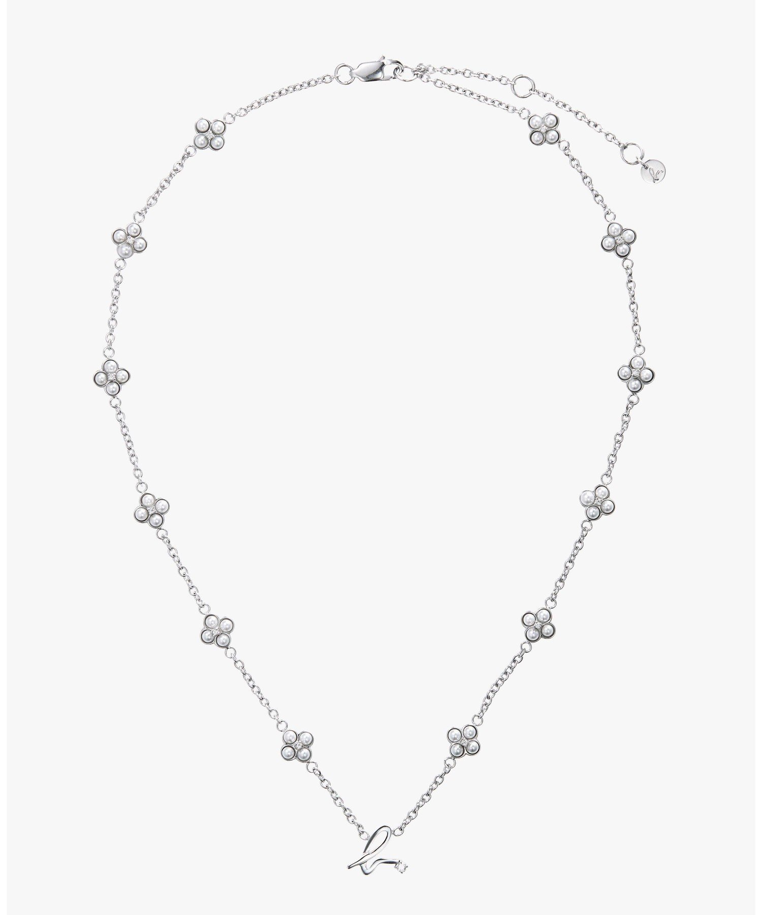 agnes b. FEMME "b."ロゴ フラワーモチーフ パール ネックレス "Double bloom" アニエスベー アクセサリー・腕時計 ネックレス シルバー【送料無料】