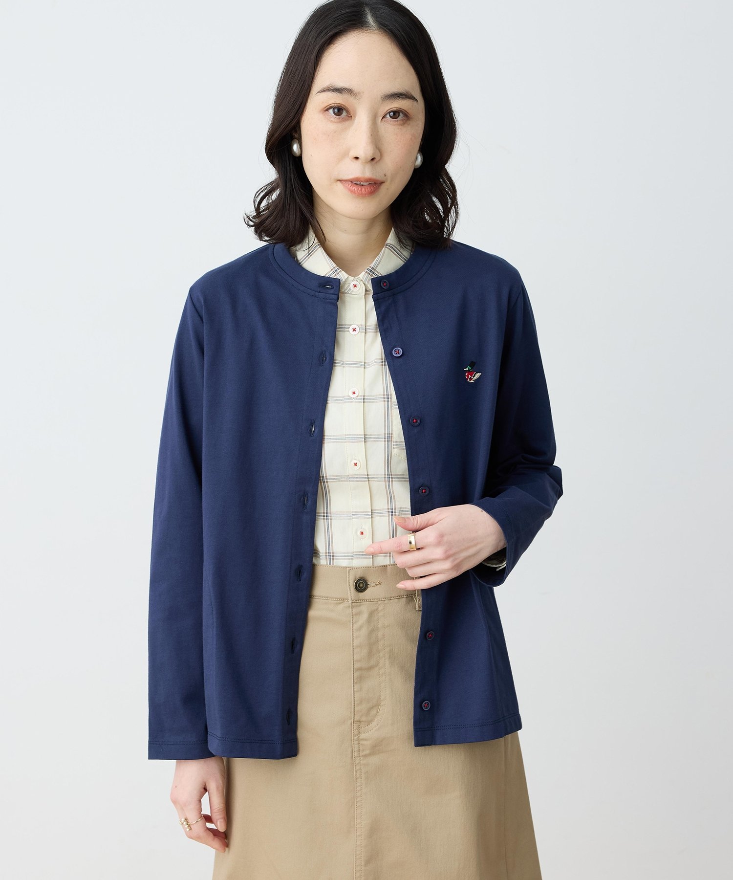 【SALE／50%OFF】DECOY 【chiyoさんコラボ】ロンドンマーチカットクルーカーディガン【オーガニックコットンブレンド】 デコイシンス1981 トップス カーディガン ブルー ネイビー