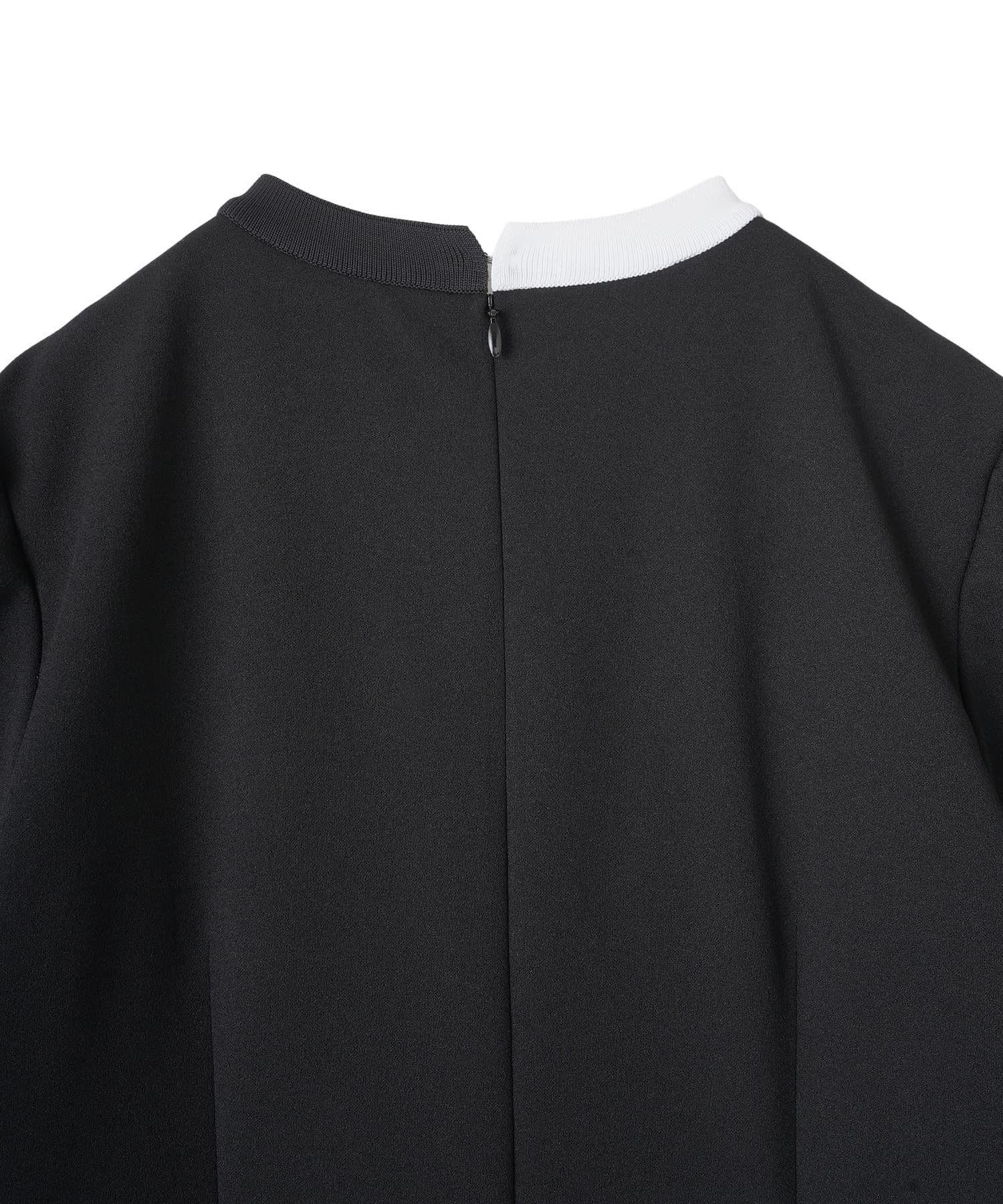 LANVIN COLLECTION クルーネック 配色デザインワンピース ランバン コレクション ワンピース・ドレス ワンピース ブラック【送料無料】