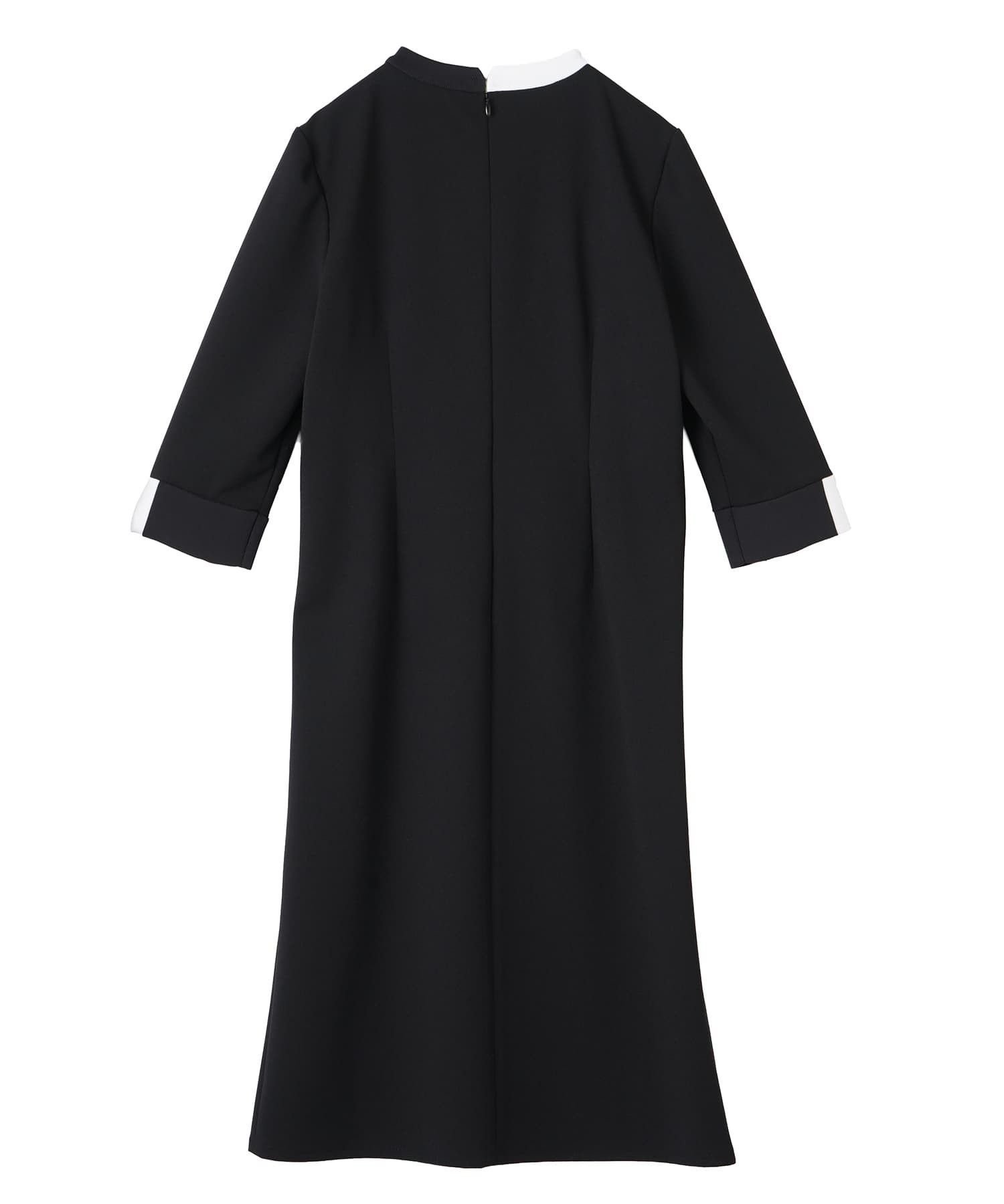 LANVIN COLLECTION クルーネック 配色デザインワンピース ランバン コレクション ワンピース・ドレス ワンピース ブラック【送料無料】