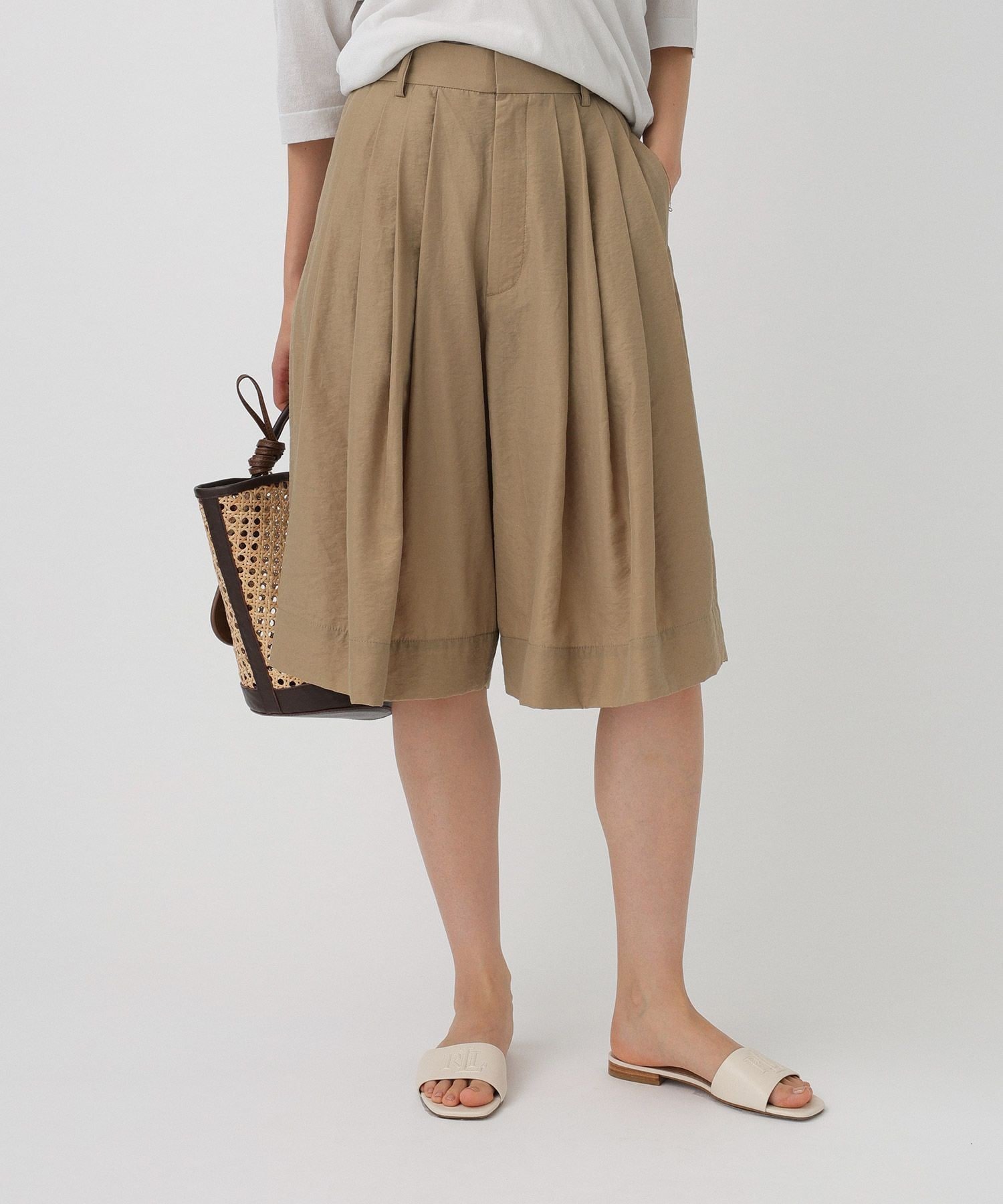 タックハーフパンツ バビロン パンツ その他のパンツ ベージュ ブラウン
