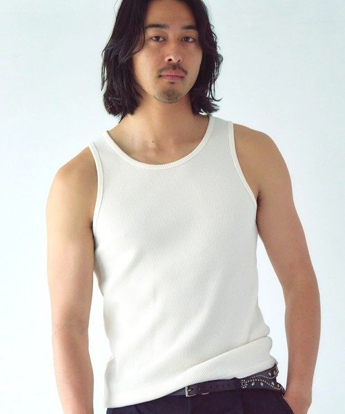 JACKROSE JE-サーマル/ピグメント タンクトップ(MENS) ジャックローズ トップス ノースリーブ・タンクトップ ブラック ホワイト