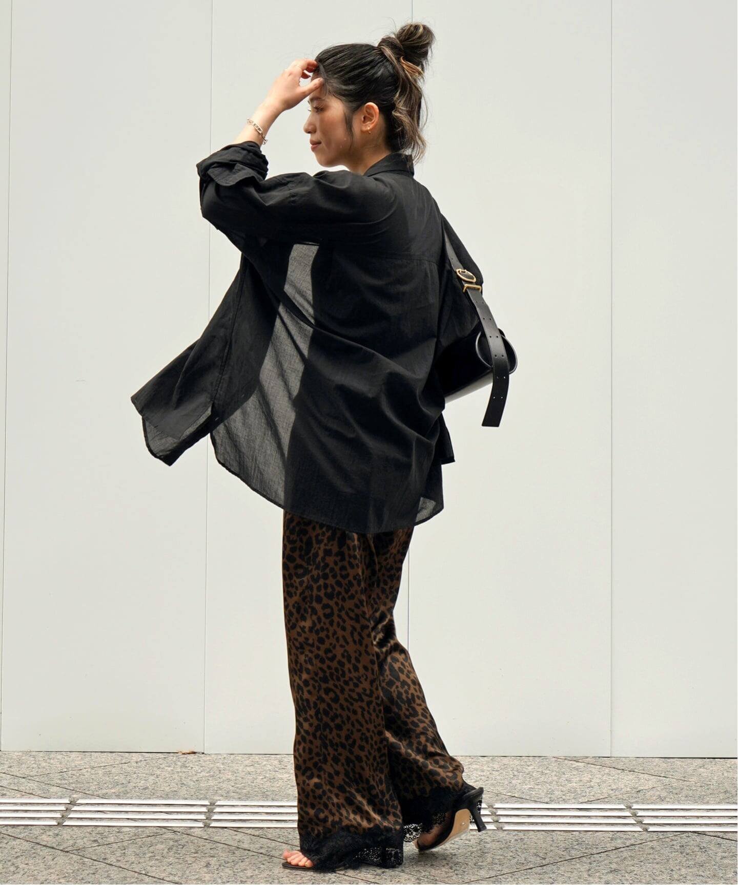 【ARCHIVE STANCE/アーカイブスタンス】lace hem leopard pants エーピーストゥディオ パンツ スラックス・ドレスパンツ ブラウン