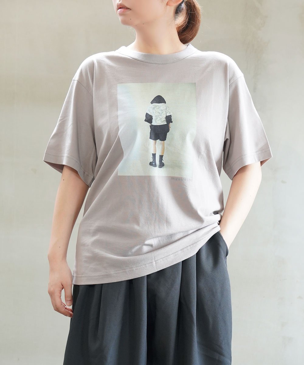 mizuiro ind ミズイロインド フォトプリントT ブルーコムブルー トップス カットソー・Tシャツ