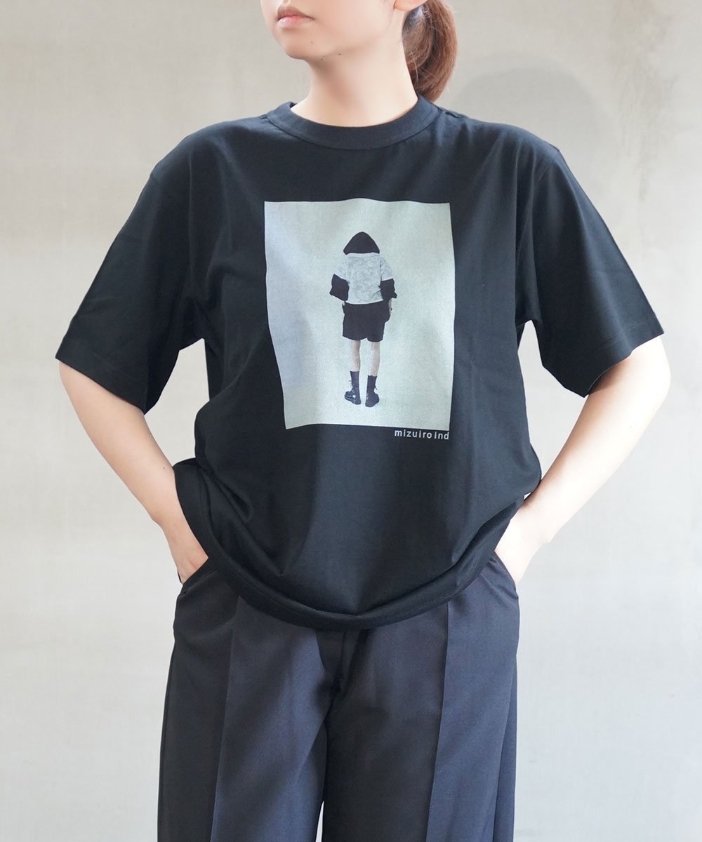 mizuiro ind ミズイロインド フォトプリントT ブルーコムブルー トップス カットソー・Tシャツ