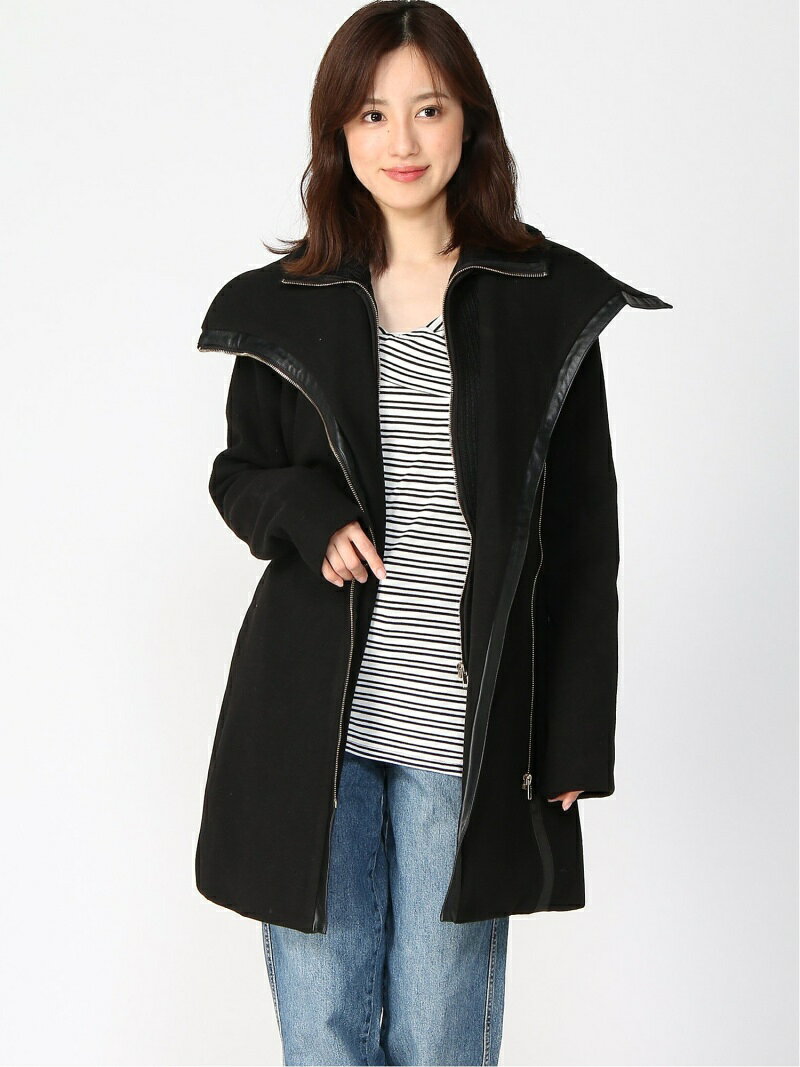GUESS (W)LS NADJA SWEATER NECK COAT ゲス ジャケット・アウター その他のジャケット・アウター ブラック【送料無料】