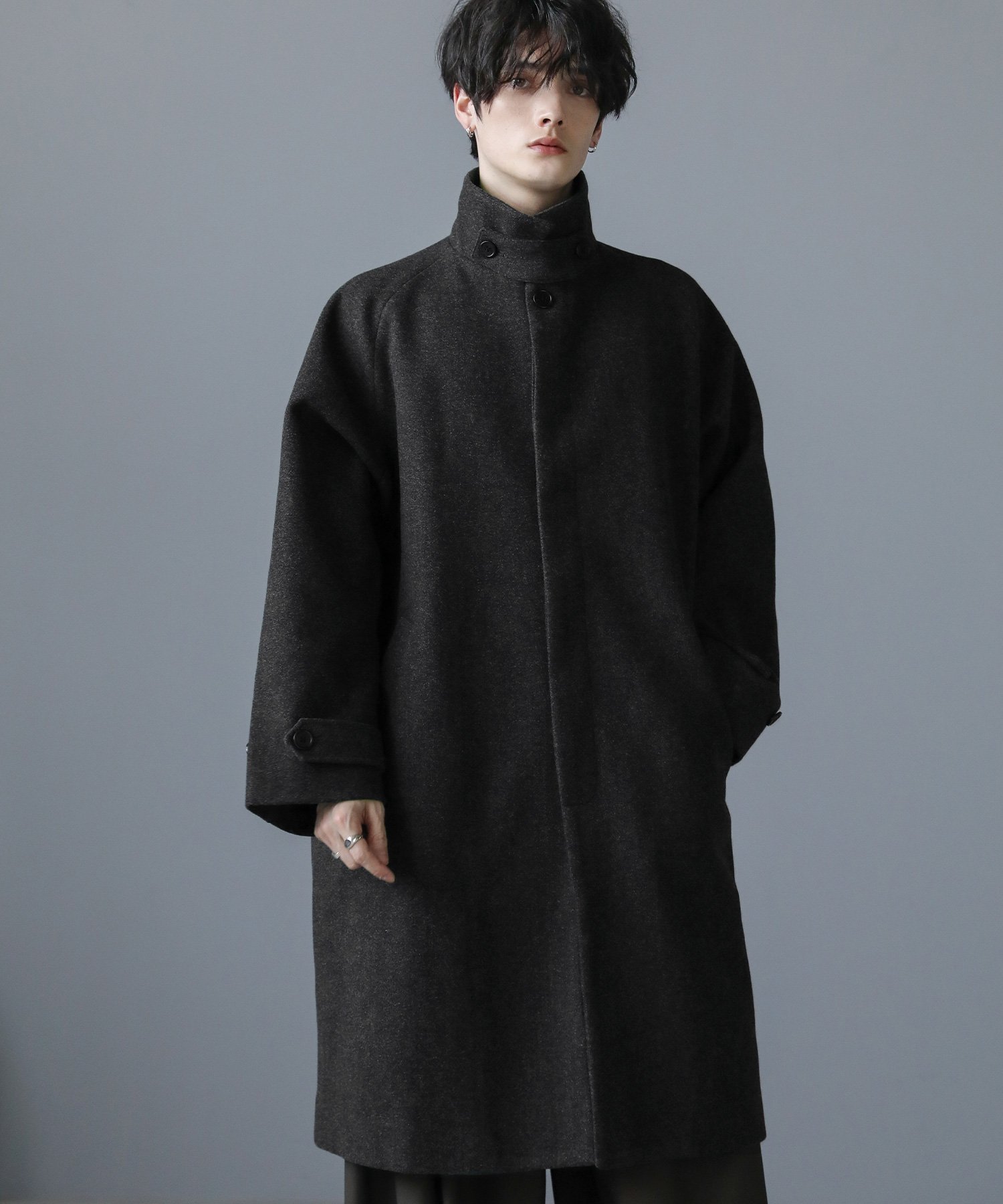 ASTRONOMY ビッグシルエット2way比翼メルトンステンカラーコート カジュアル ジャケット・アウター ステンカラーコート ブラウン ブラック グレー ホ...