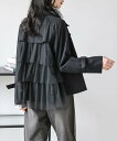 La-gemme バックティアードチュール トレンチコート ラジュール ジャケット・アウター トレンチコート ベージュ ブラック グレー【送料無料】