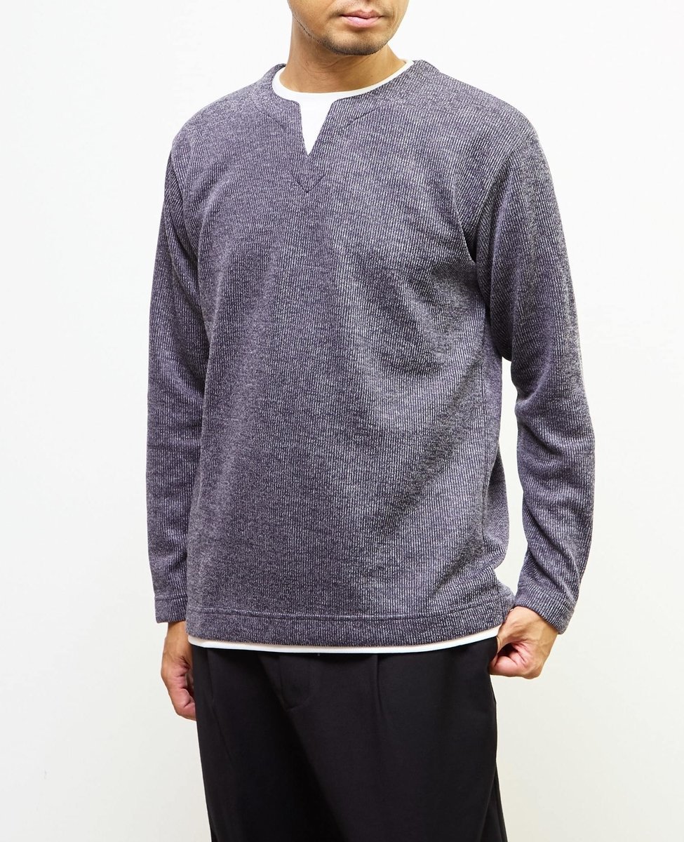 MEN'S MELROSE 【MASTER FRAME/マスターフレーム】サカリバフェイクレイヤードキーネックTシャツ メン..