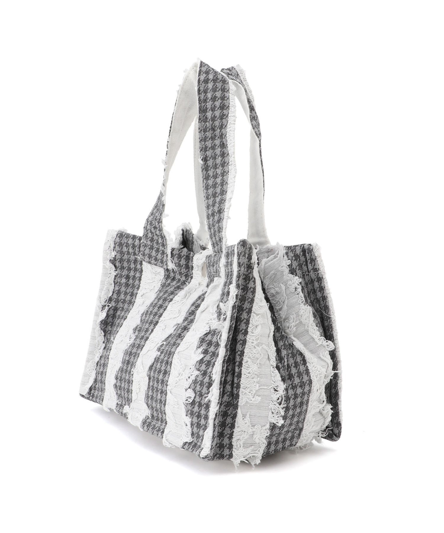 Mignonjour Mignonjour/(W)チェックフリンジミニトートバッグ ミニョントレフル ルームヨンマルサンセレクティッド バッグ トートバッグ ブラック