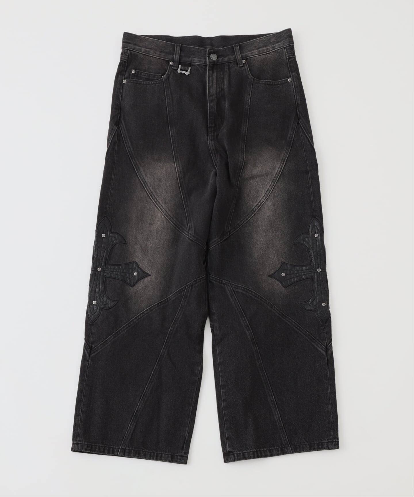 JOINT WORKS SUPPLIER / サプライヤー Cross Leather Patch Baggy Denim ジョイントワークス パンツ ジ..