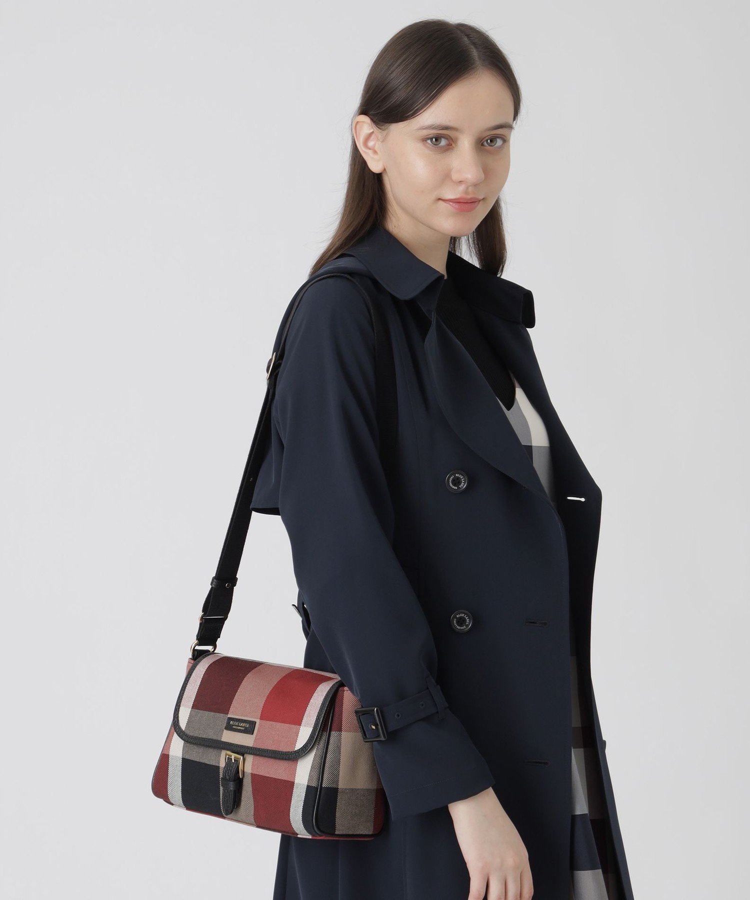 BLUE LABEL CRESTBRIDGE クレストブリッジチェックキャンバスかぶせショルダー ブルーレーベル / ブラックレーベル・クレストブリッジ バッグ その他のバッグ レッド ベージュ【送料無料】