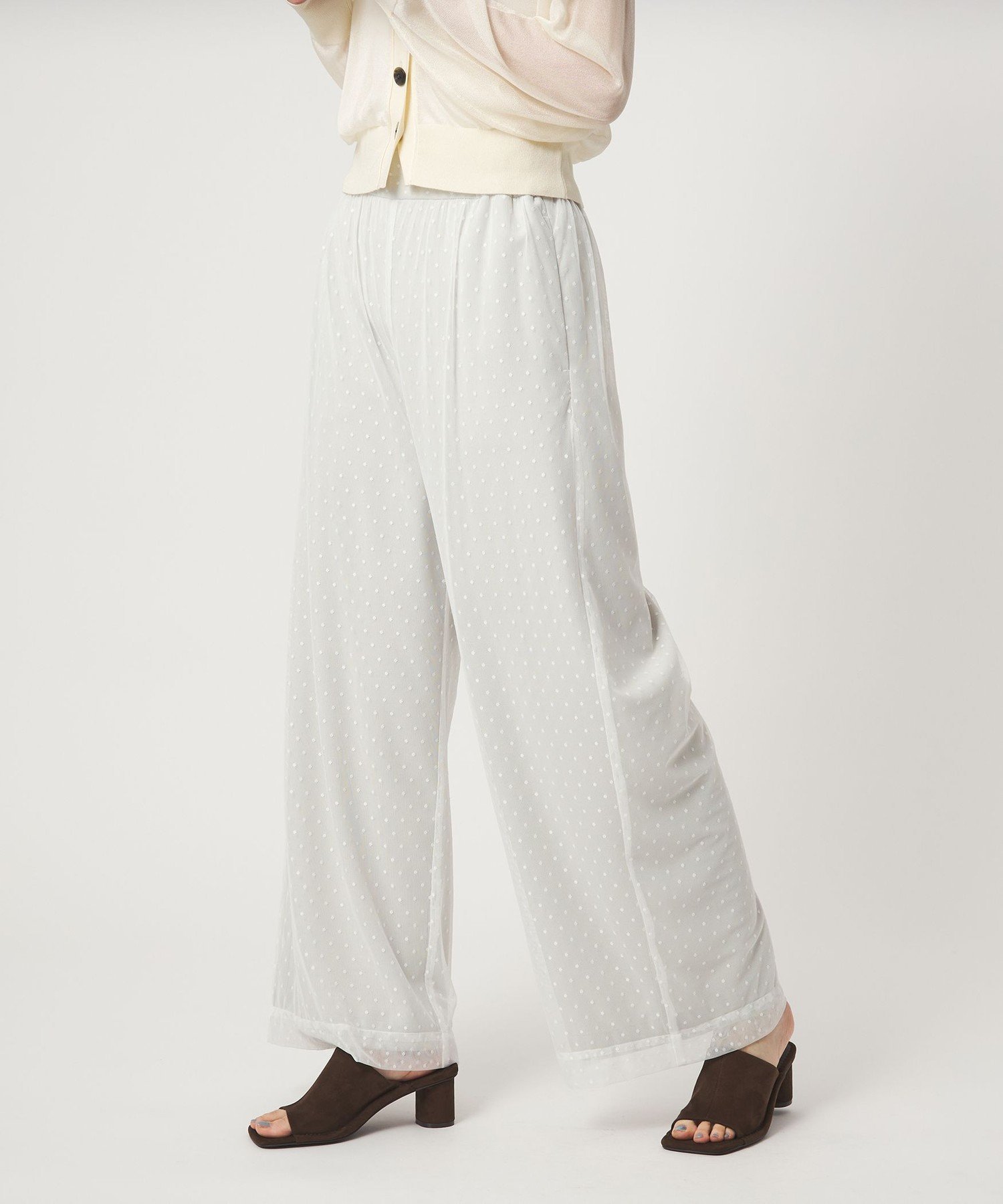 ＜EMMEL REFINES＞EM ドットチュール レイヤー パンツ ユナイテッドアローズ グリーンレーベルリラクシング パンツ その他のパンツ ホワイト ブラック