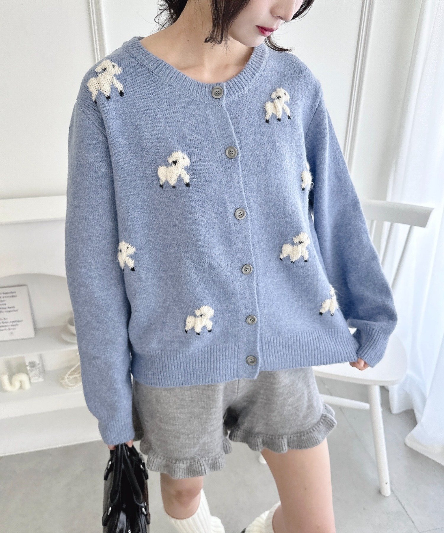 【SALE／20%OFF】Loueme メニーシープニットカーディガン アウトフィッターラボ トップス カーディガン グレー ブルー【送料無料】