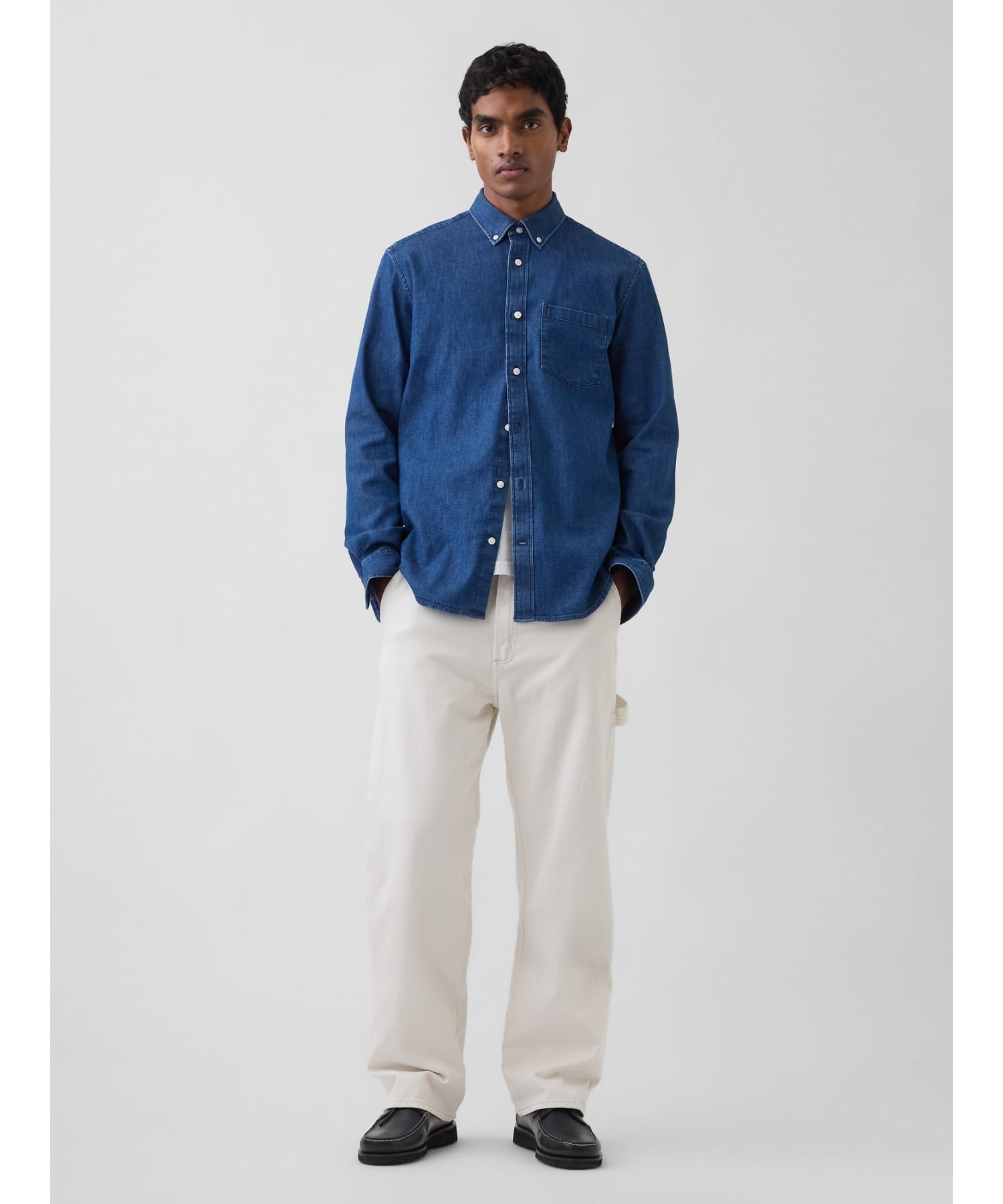 GAP (U)デニム ポケットシャツ ギャップ トップス シャツ・ブラウス ネイビー【送料無料】
