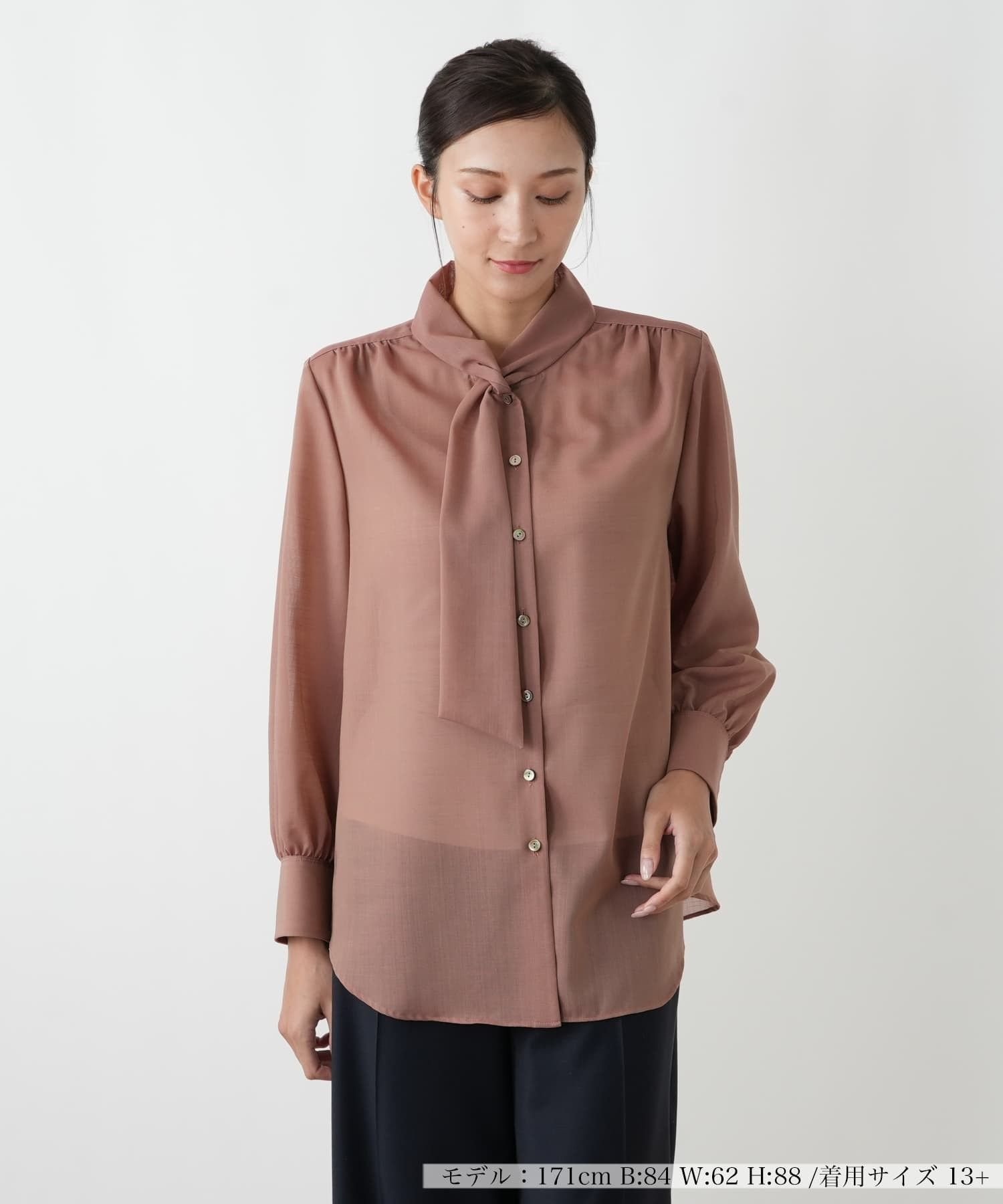 Leilian PLUS HOUSE ブラウス【BOURGE】 レリアン プラスハウス トップス シャツ・ブラウス ピンク