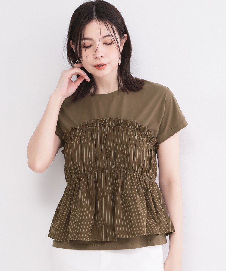 【SALE／50%OFF】OPAQUE.CLIP ビスチェドッキングTシャツ【洗濯機OK】 オペークドットクリップ トップス カットソー・Tシャツ ブルー ブラウン ホワイト stylife-15623166 Rakuten Fashion サンプル画像2