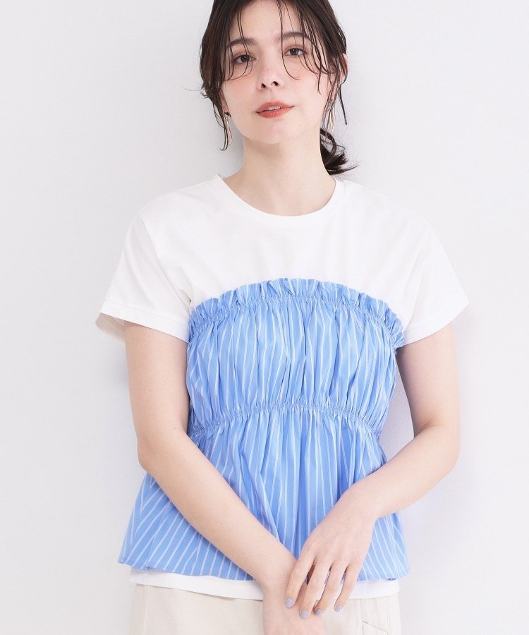 【SALE／50%OFF】OPAQUE.CLIP ビスチェドッキングTシャツ【洗濯機OK】 オペークドットクリップ トップス カットソー・Tシャツ ブルー ブラウン ホワイト stylife-15623166 Rakuten Fashion サンプル画像3