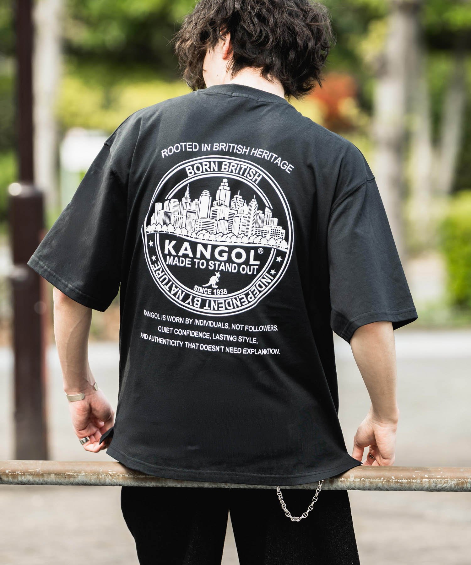 KANGOL 別注コラボ 接触冷感バックプリント半袖Tシャツ ロッキーモンロー トップス カットソー・Tシャツ ピンク ネイビー グレー ブラック ベージュ ホワイト