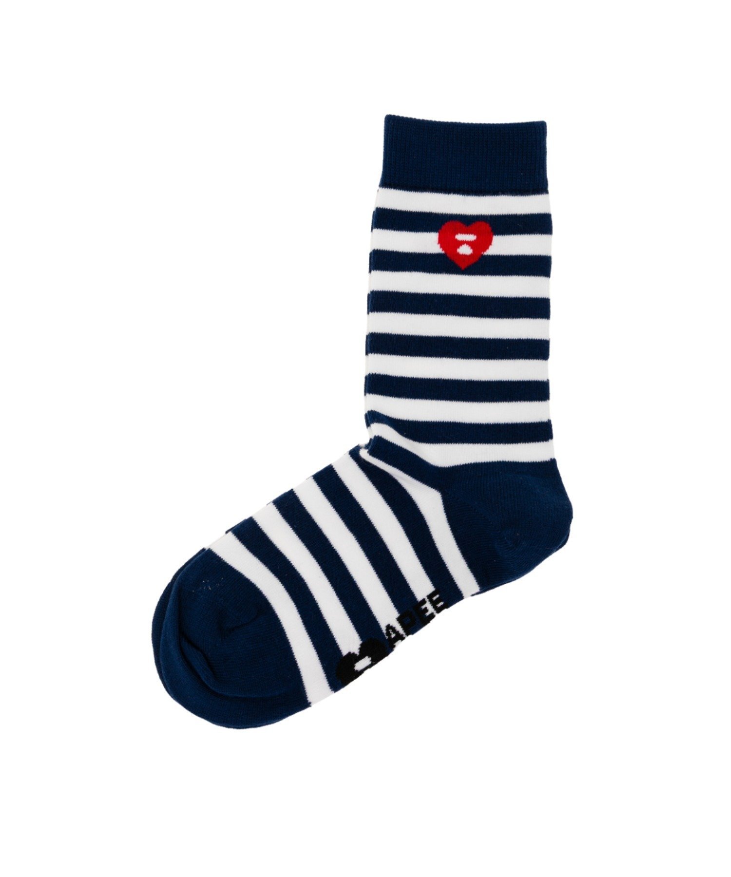 A BATHING APE HEART EMBROIDERY BADGE STRIPES SOCKS #2 ア ベイシング エイプ 靴下・レッグウェア 靴下 ネイビー ピンク