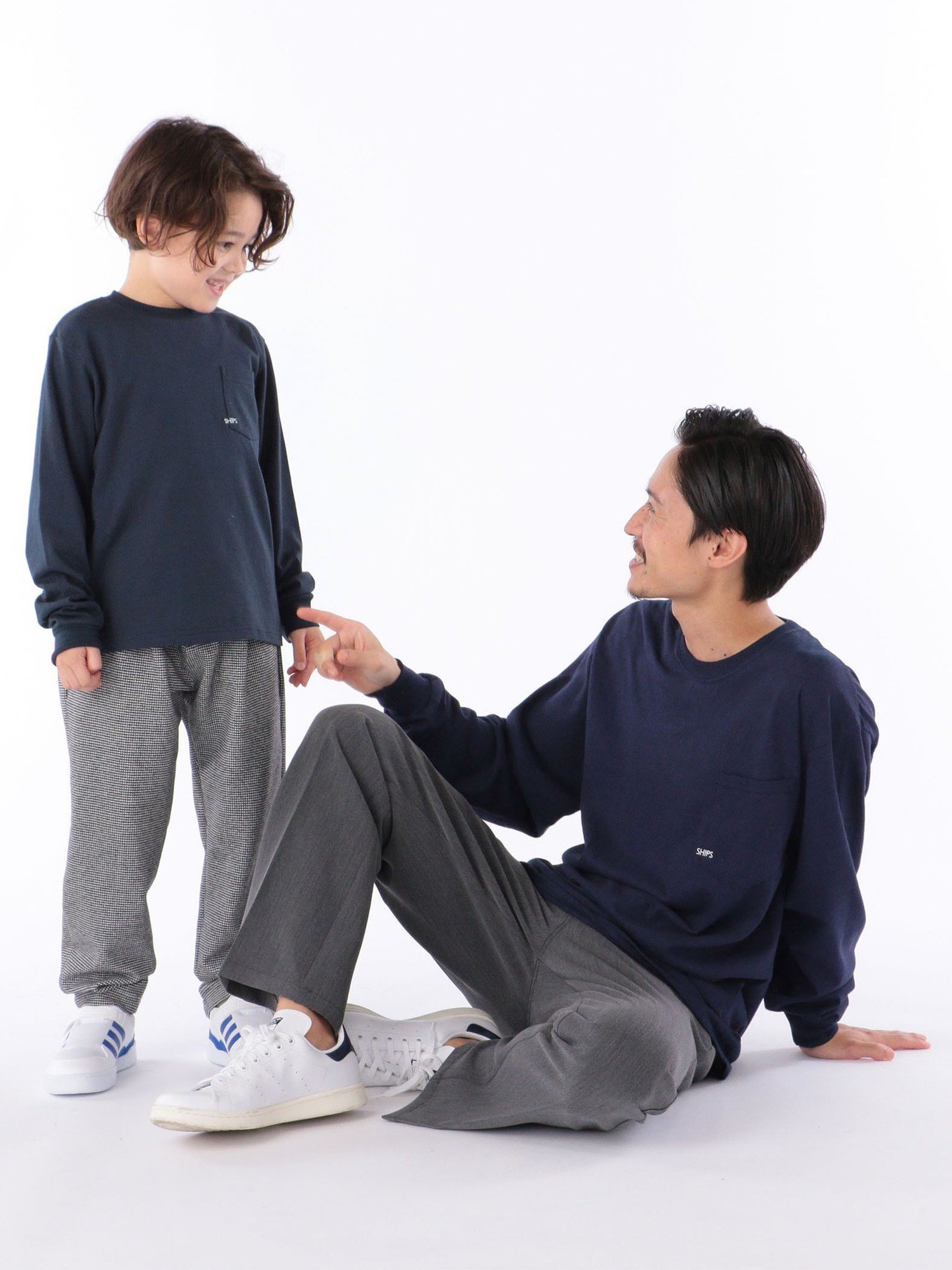 SHIPS KIDS *SHIPS KIDS:100~160cm / ＜家族おそろい＞SHIPS マイクロロゴ ロングスリーブ TEE シップス トップス カットソー・Tシャツ ネイビー ホワイト ブラック ブラウン ピンク グリーン …