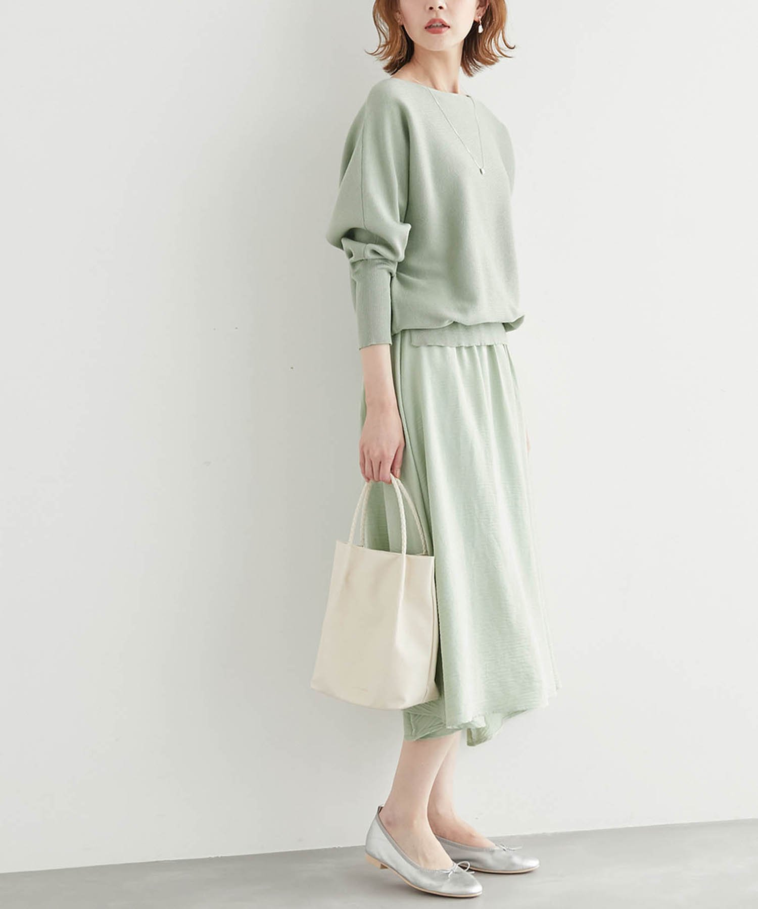 【SALE／60%OFF】ROPE' PICNIC ドッキングドルマンニットワンピース ロペピクニック ワンピース・ドレス ワンピース イエロー グリーン グレー ブラック stylife-13388175 Rakuten Fashion サンプル画像3