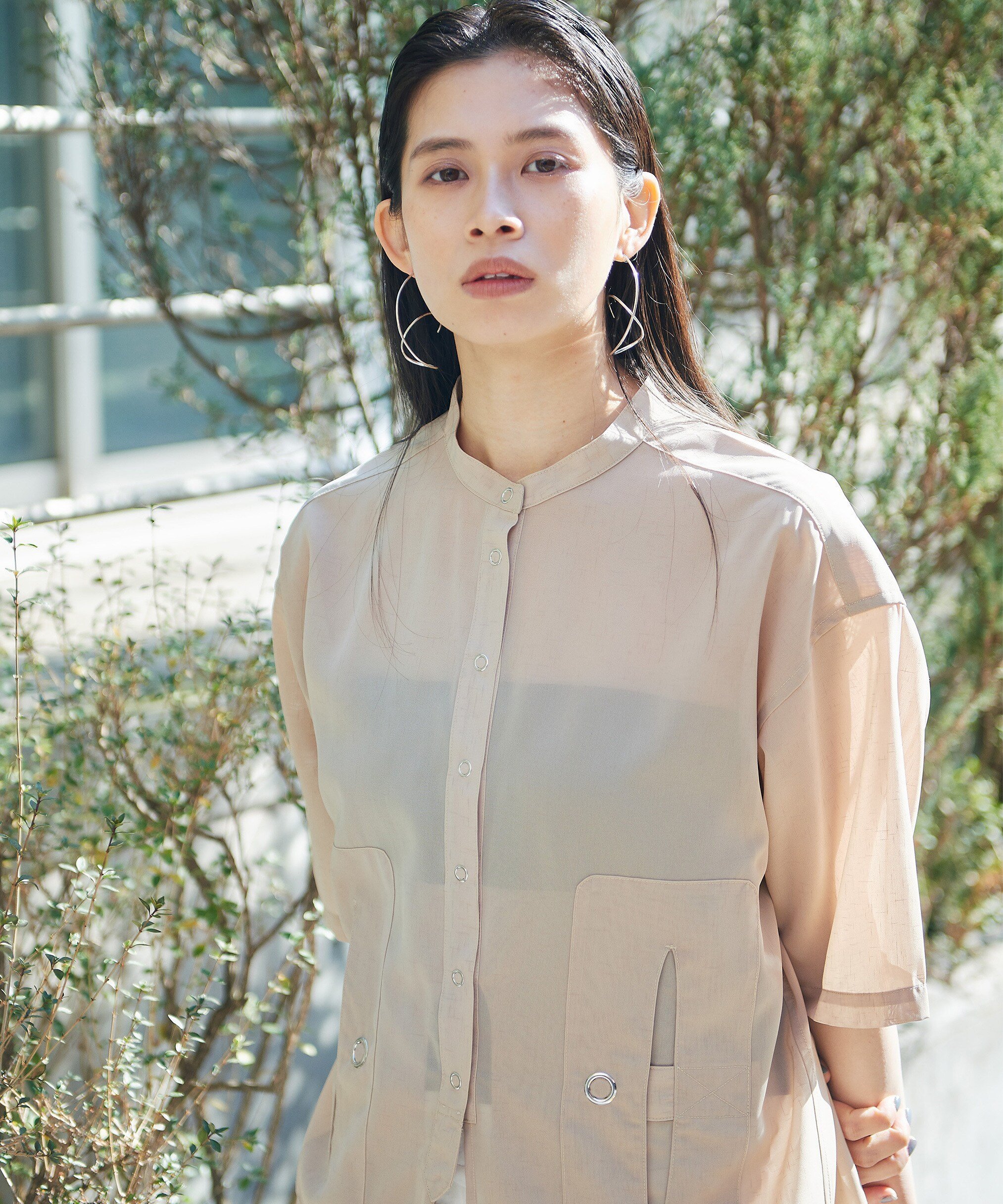 【SALE／30%OFF】Schott Women's/xRUMBLE RED/ランブルレッド/SLUB CHIFFON WORK POCKET SHIRT/スラブシフォン シャツ ショット トップス シャツ・ブラウス グレー ベージュ【送料無料】