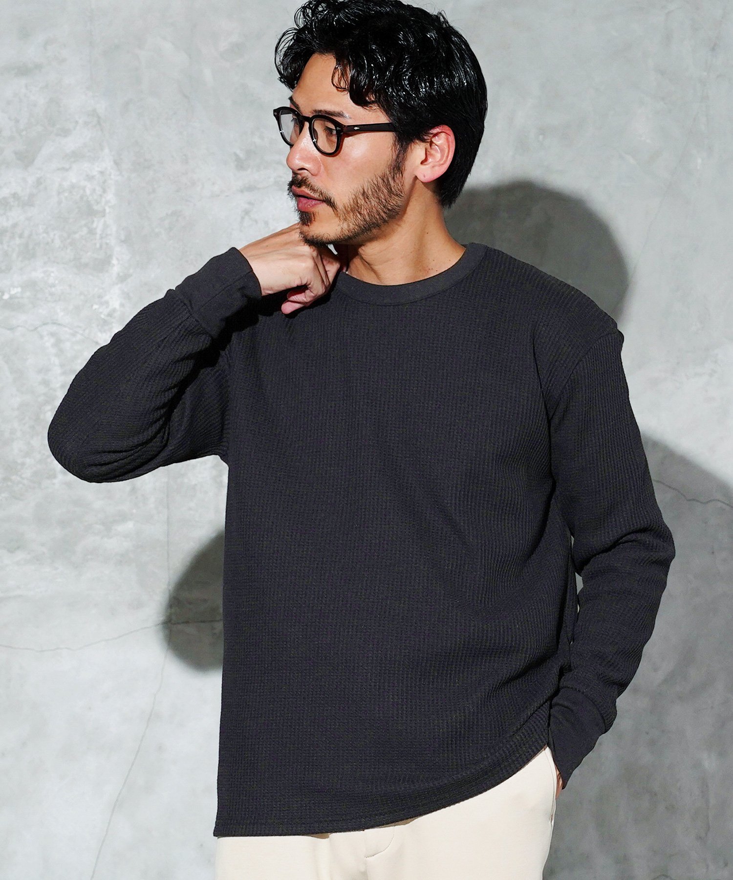 【SALE／2%OFF】JIGGYS SHOP SELECT ワッフル編み サーマル クルーネック ロンT カットソー 25AW ジギ..