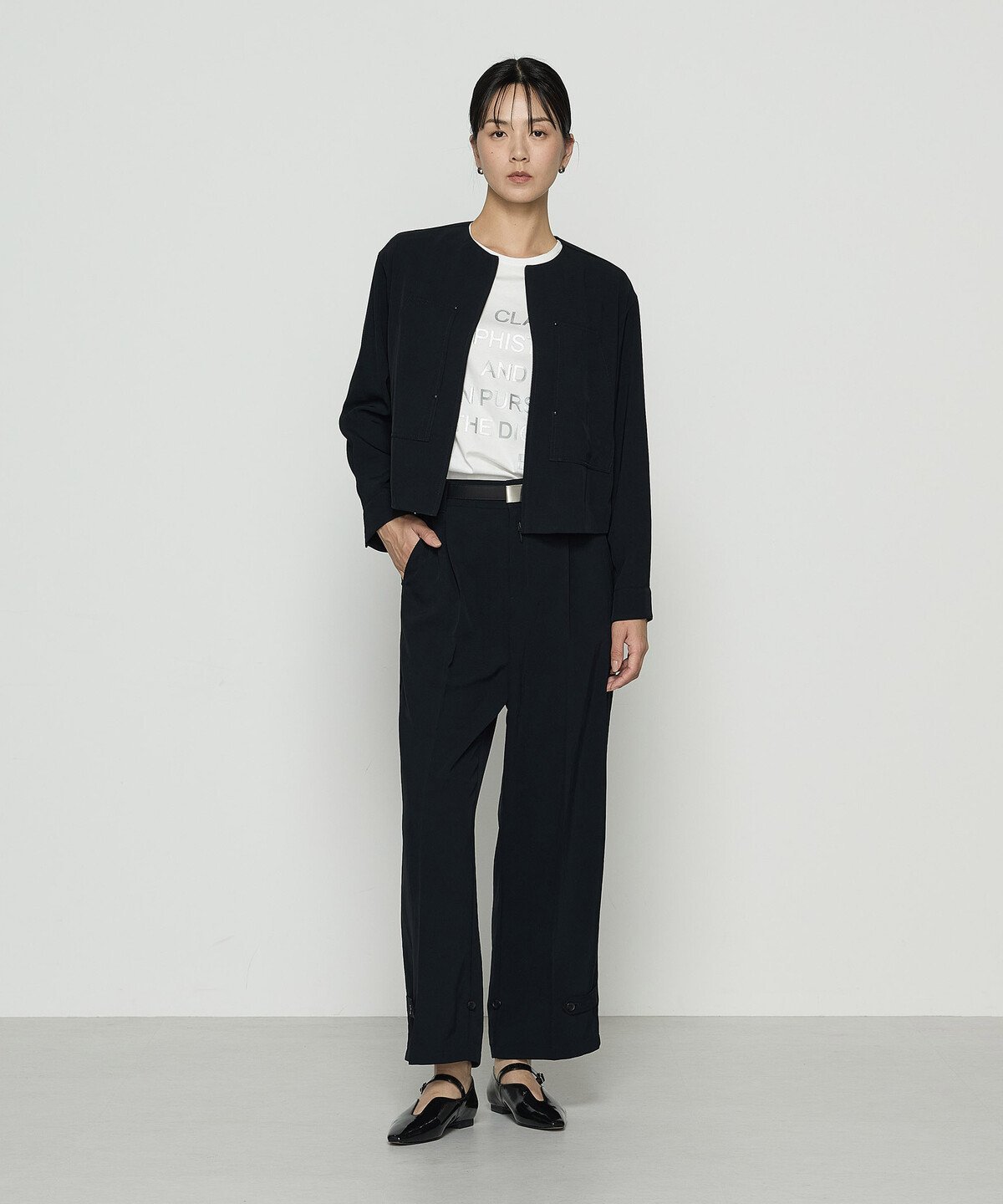 【SALE／30%OFF】COMME CA S-SIZE [ Sサイズ ] トリアセビンテージツイル ブルゾン コムサ ジャケット・アウター ブルゾン・ジャンパー ブラック【送料無料】