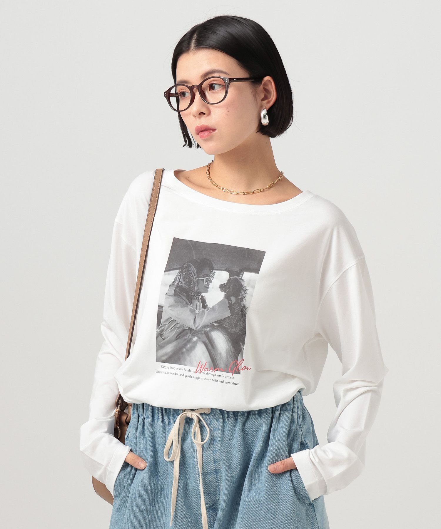[サラッとした肌触り]スムースタッチロゴロンT ベイフロー トップス カットソー・Tシャツ ブラウン ホワイト グレー ネイビー