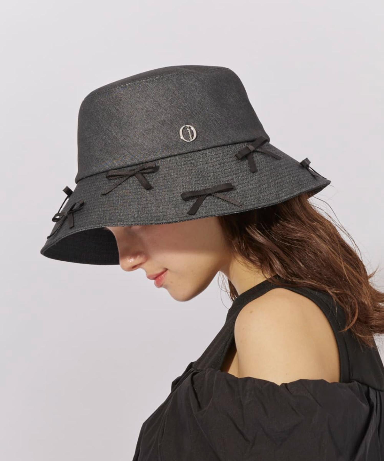 Chapeau d' O Chapeau d' O Denim Ribbon Capeline / シャポードオー オーバーライド 帽子 ハット ブラック ネイビー【送料無料】