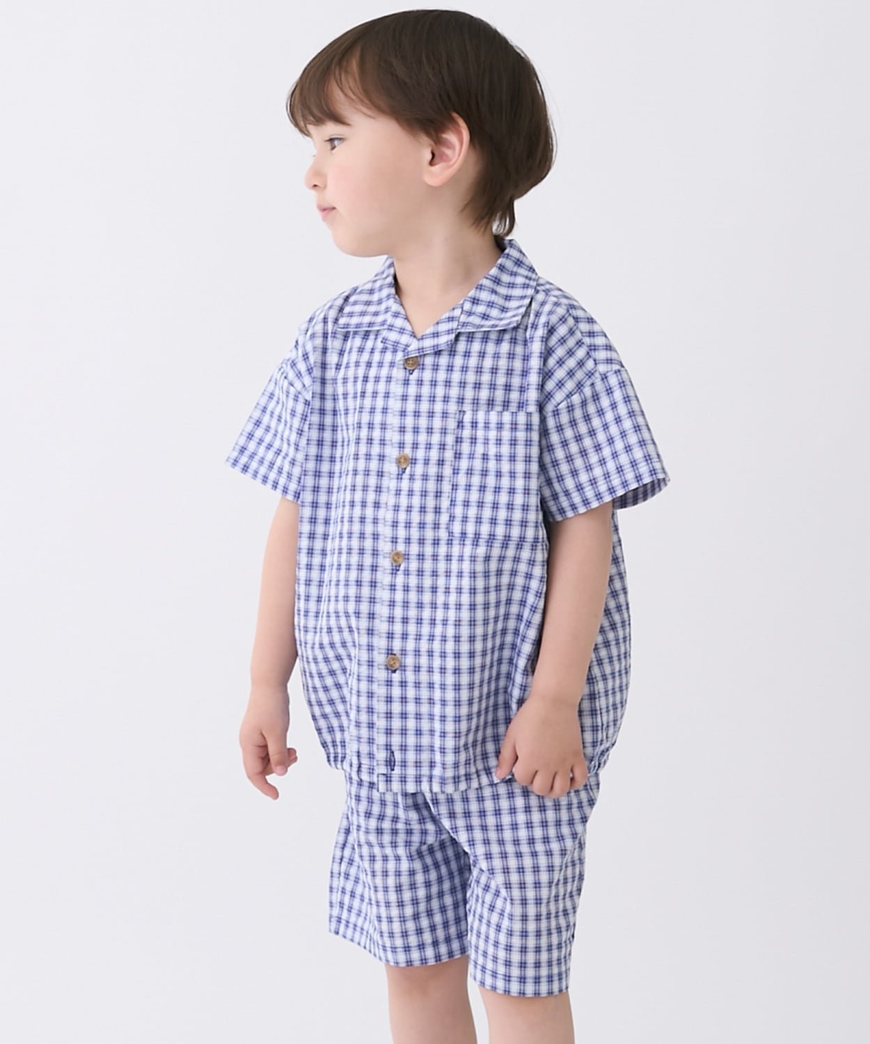 【SALE／25%OFF】petit main チェック布帛セットアップ ナルミヤオンライン トップ...