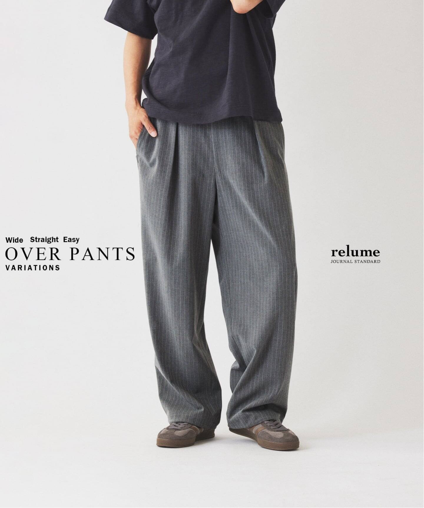 JOURNAL STANDARD relume TRストライプ オーバーパンツ ジャーナル スタンダード レリューム パンツ スラックス・ドレスパンツ ブラック グレー