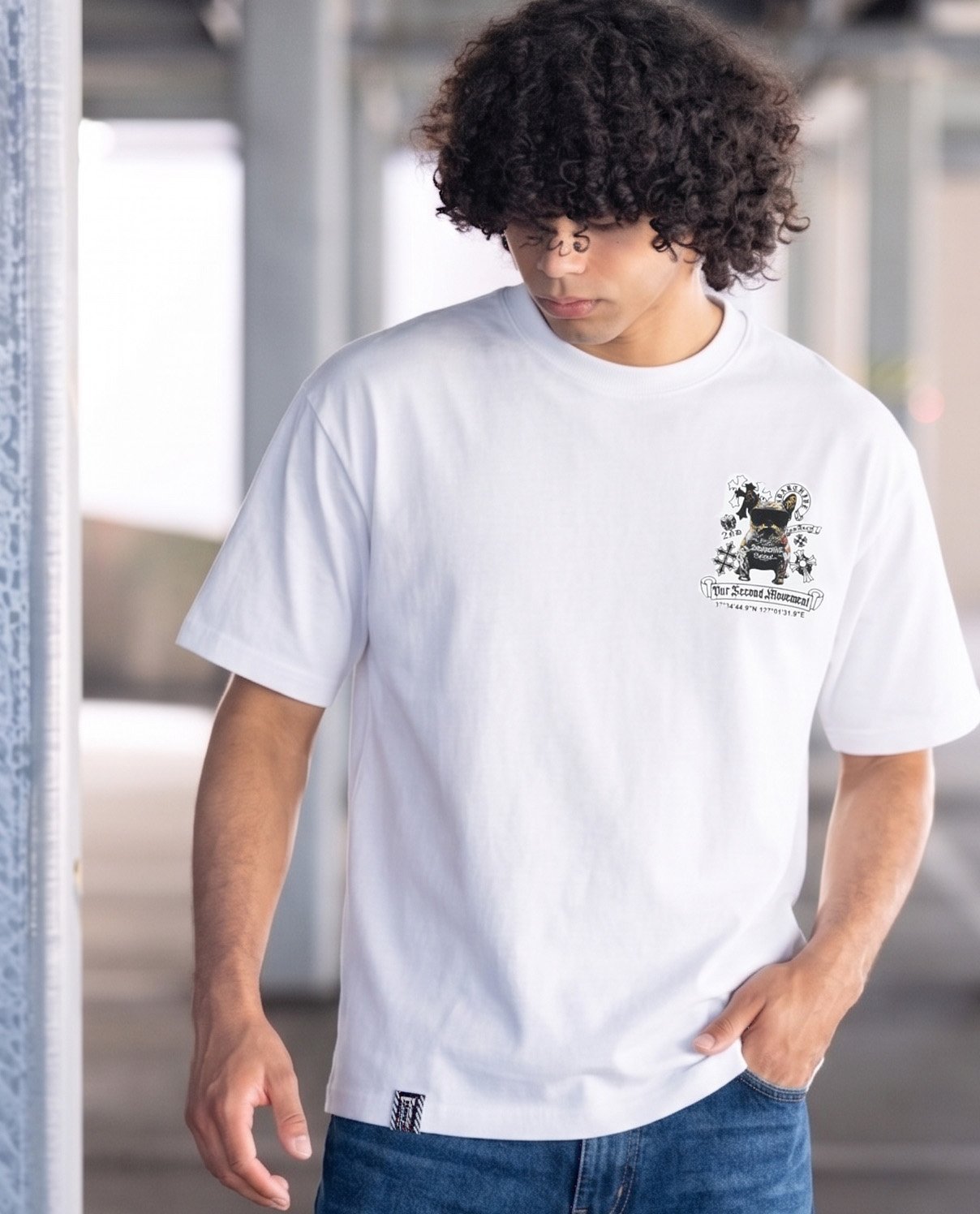 YEVS 2ND ARCHIVE 半袖Tシャツ ユニセックス オーバーサイズ バックプリント イーブス トップス カットソー・Tシャツ ホワイト ブラック