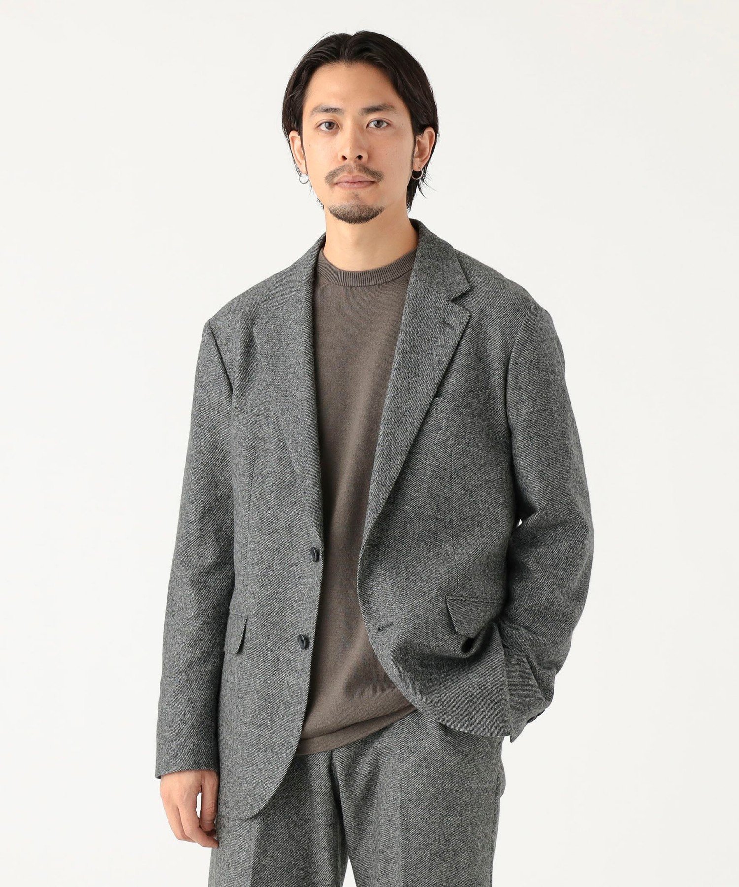 【SALE／70%OFF】B:MING by BEAMS ツイル 2ボタン ジャケット レギュラーフィット ビームス アウトレット ジャケット・アウター テーラードジャケット・ブレザー グレー ブラック【送料無料】