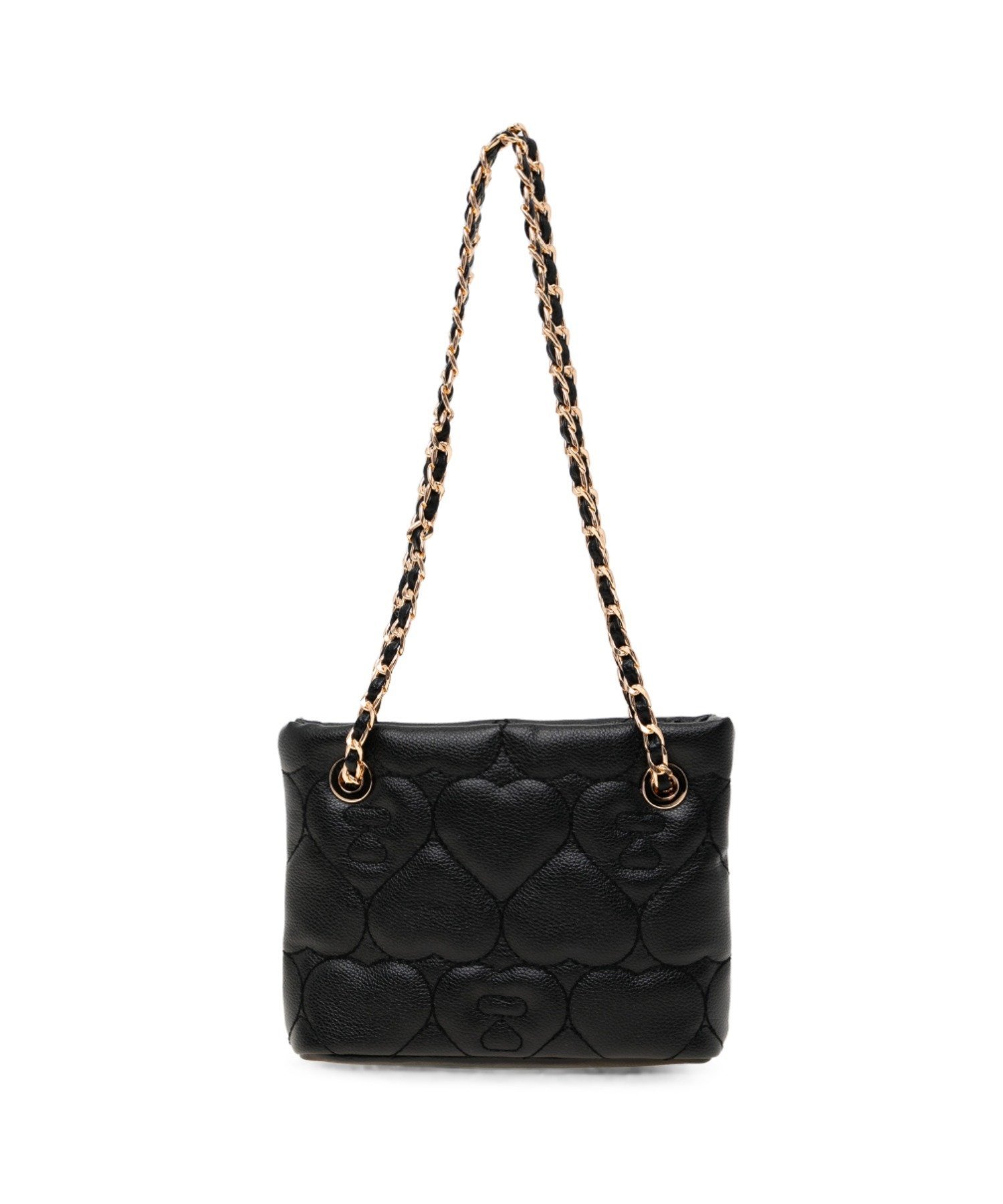 A BATHING APE QUILTED HEART MONOGRAM HANDBAG ア ベイシング エイプ バッグ ハンドバッグ ホワイト ブラック