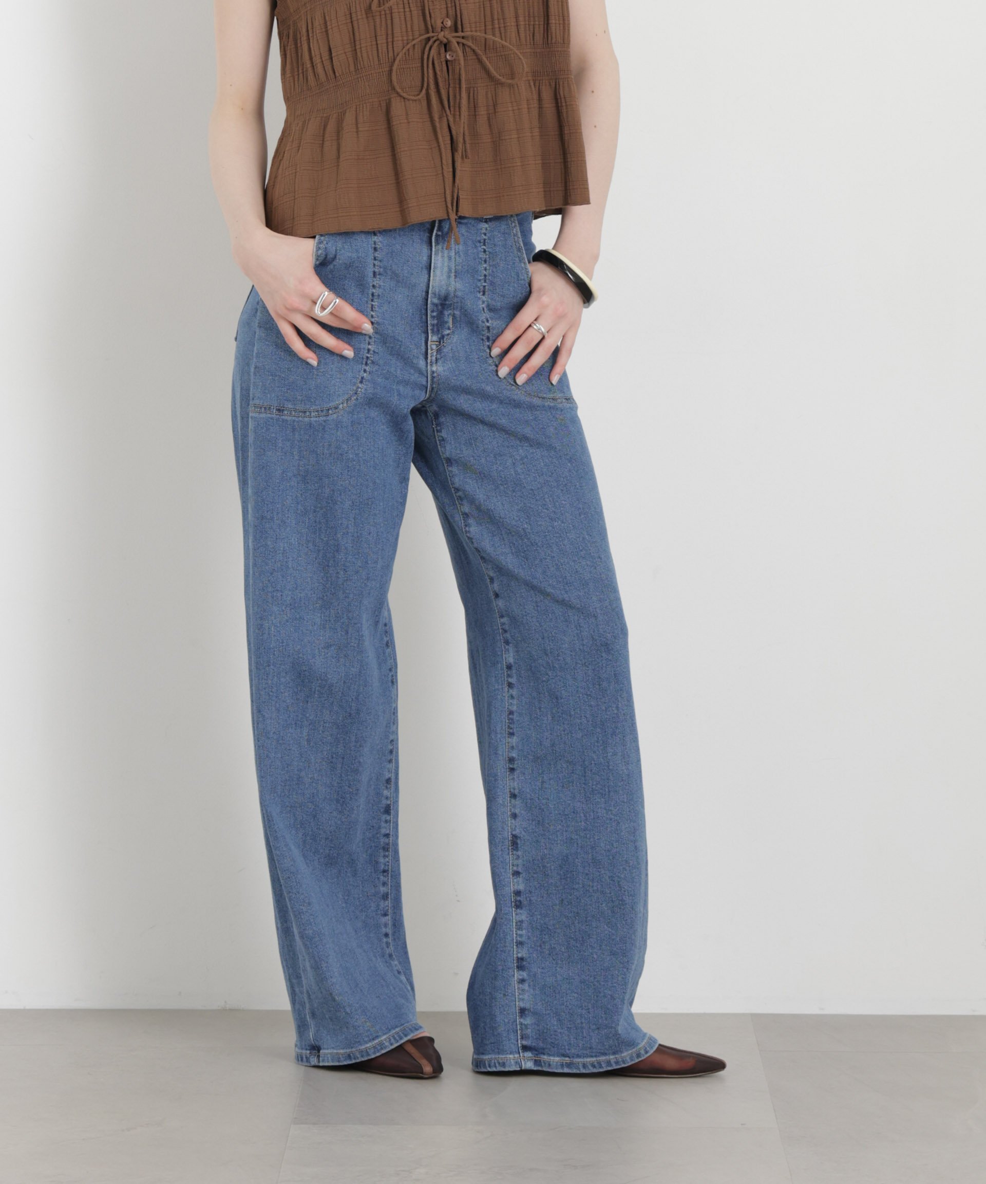 NANO universe SOMETHING/LISA LACE UP WIDE ナノユニバース パンツ その他のパンツ ブルー