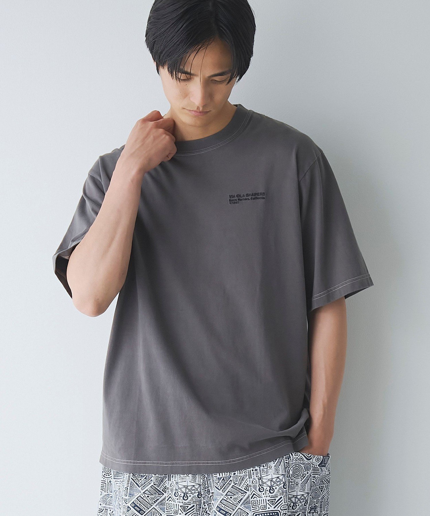 パウダー加工Tシャツ コーエン トップス カットソー・Tシャツ グレー パープル ブラック